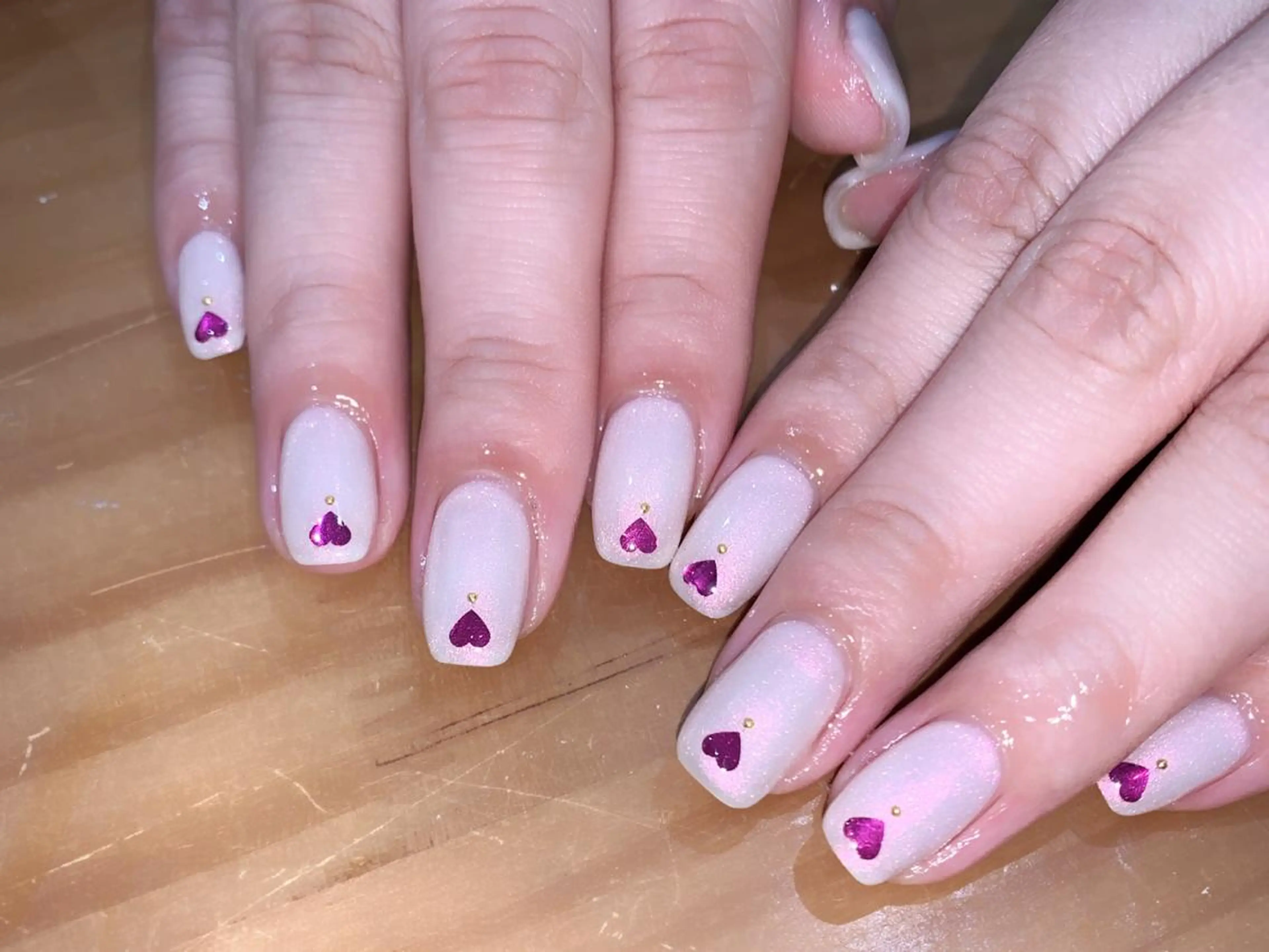 ネイル ジェルネイル ハート ワンカラーネイル ハンドネイル 中川 愛理のネイルデザイン