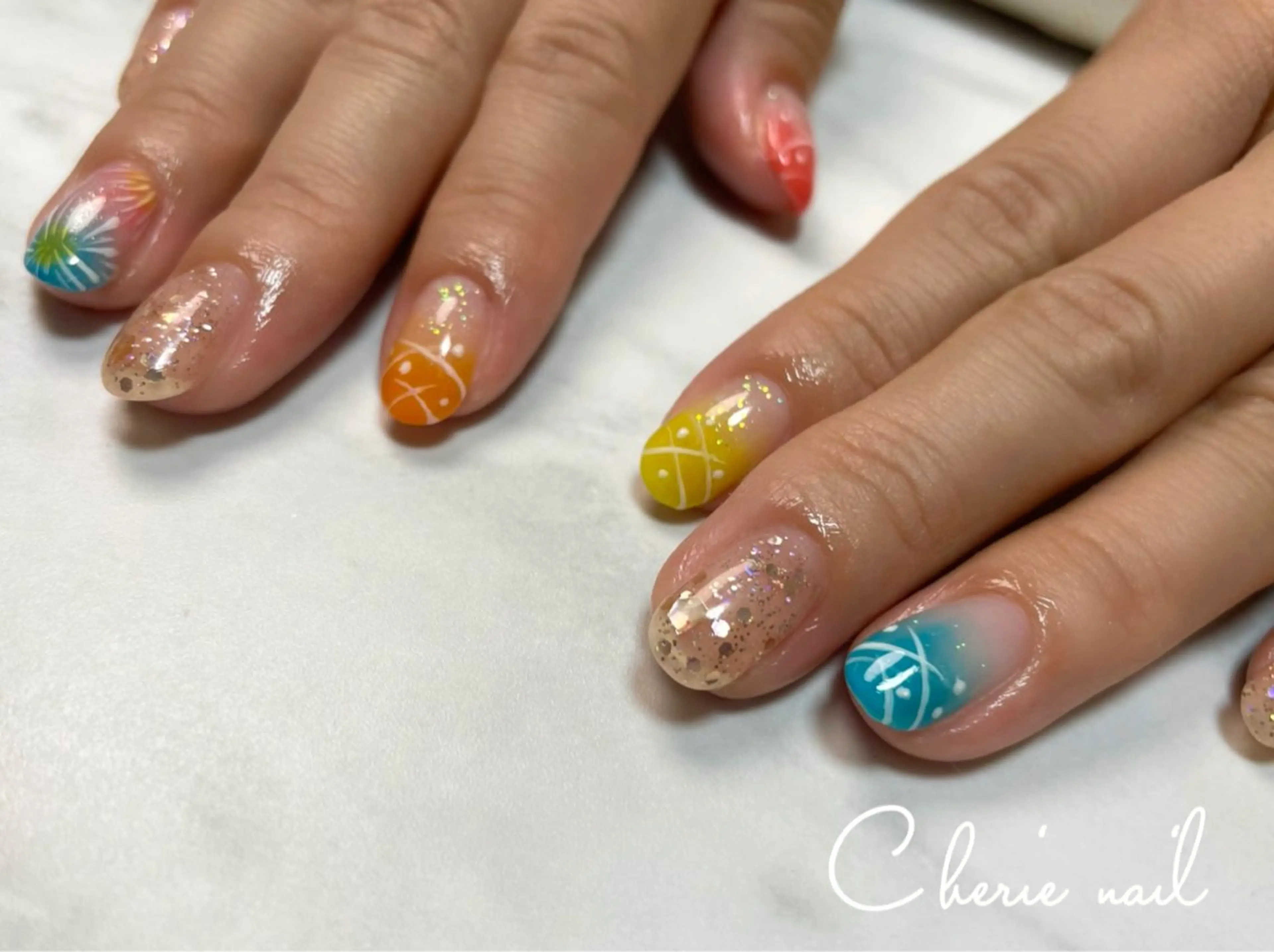 ネイル ヨーヨーネイル ハンドネイル Cherienail yunaのネイルデザイン