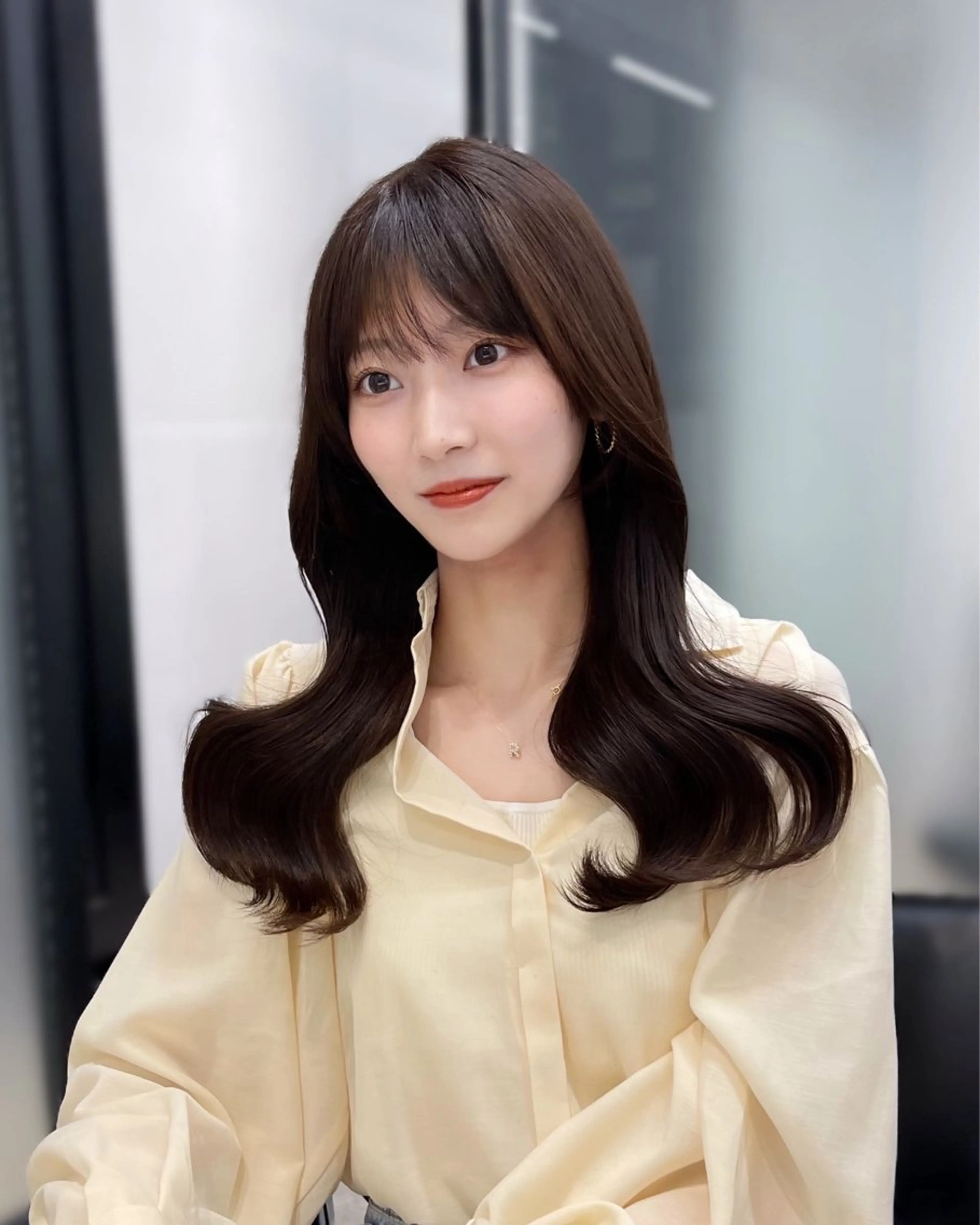 セミロング 韓国風ヘア レイヤーカット カット ヘアカラー トリートメント 韓国レイヤーカット 髪質改善▫️水野有真のヘアスタイル