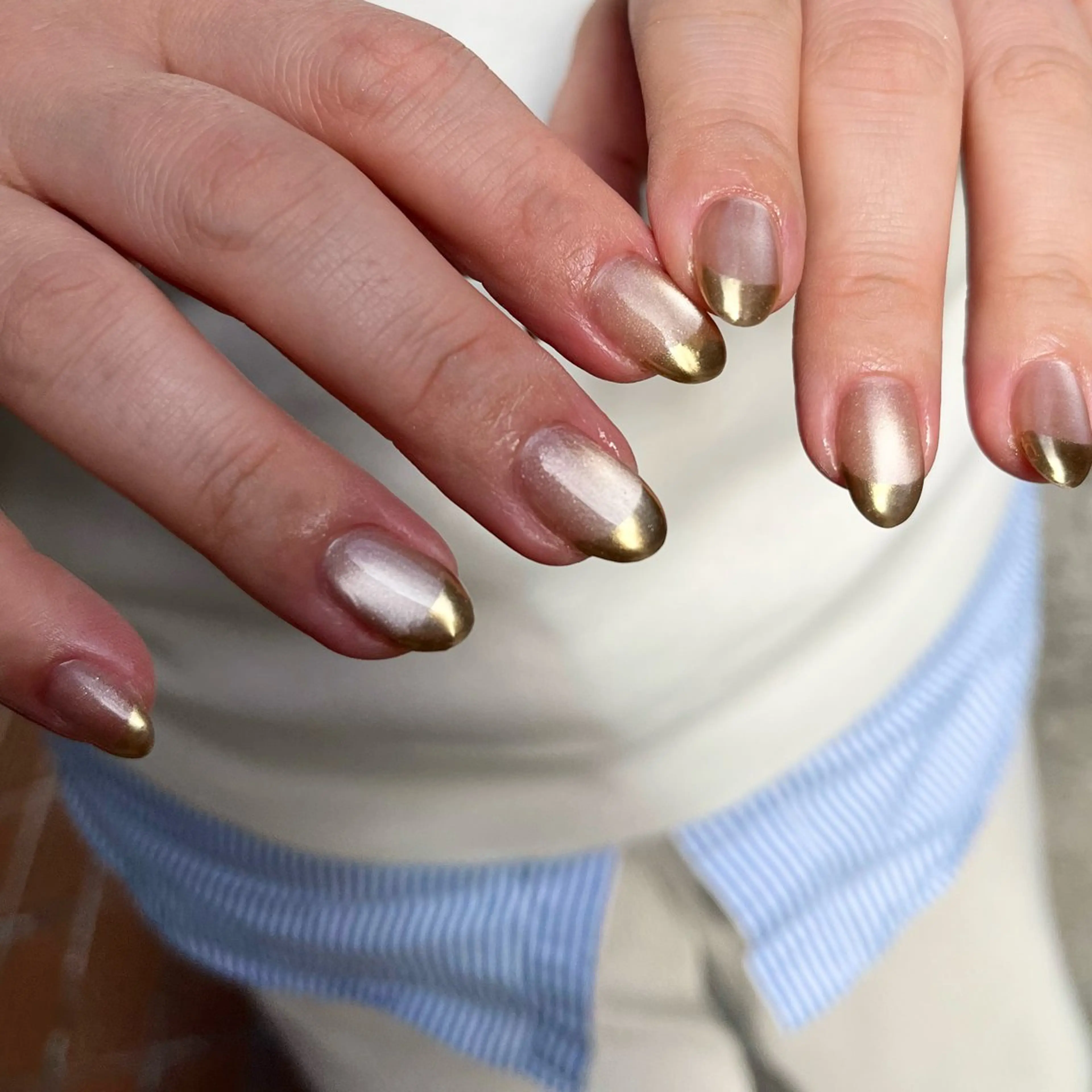 ネイル フレンチネイル ゴールド ミラーネイル ハンドネイル ballie／小野原 なつみのネイルデザイン