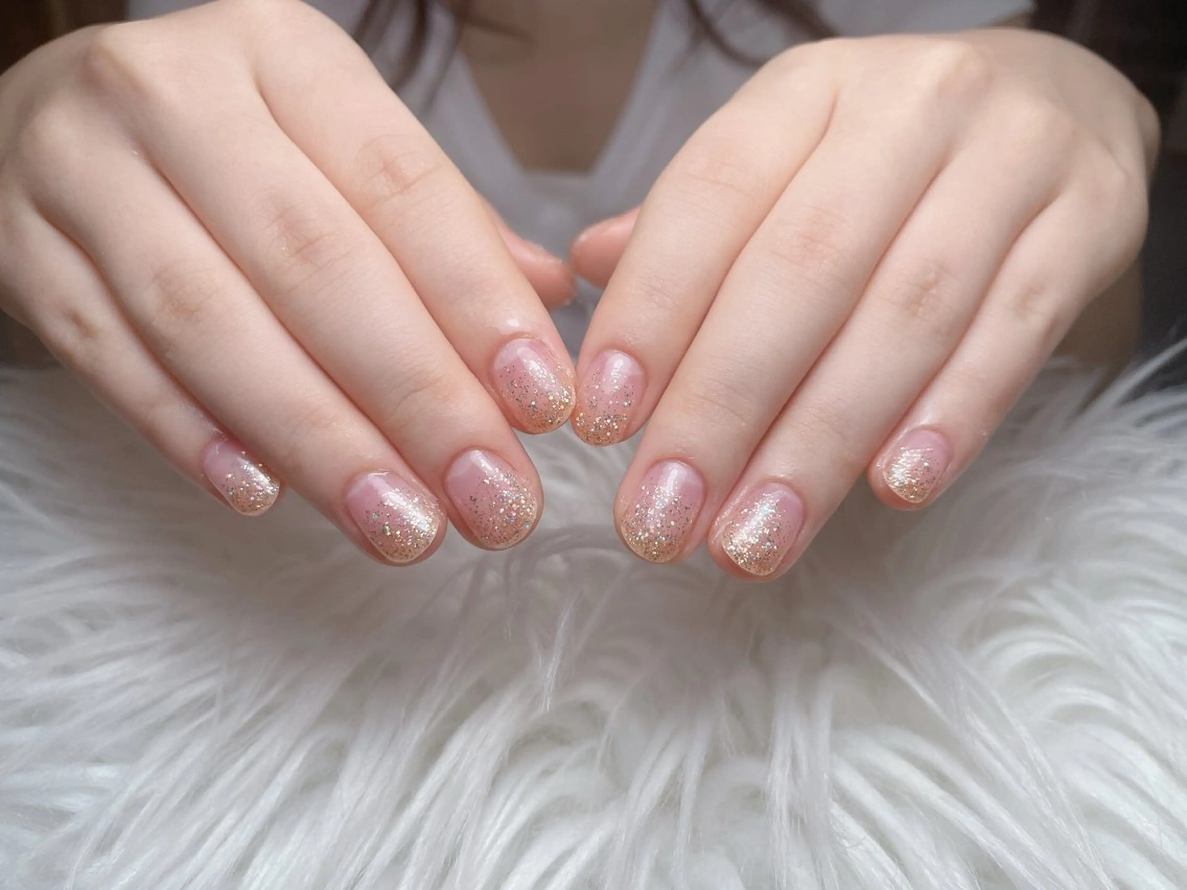 ネイル 長さ出し フレンチネイル ジェルネイル ガラスフレンチ 韓国ネイル For U nail スカルプ専門店のネイルデザイン