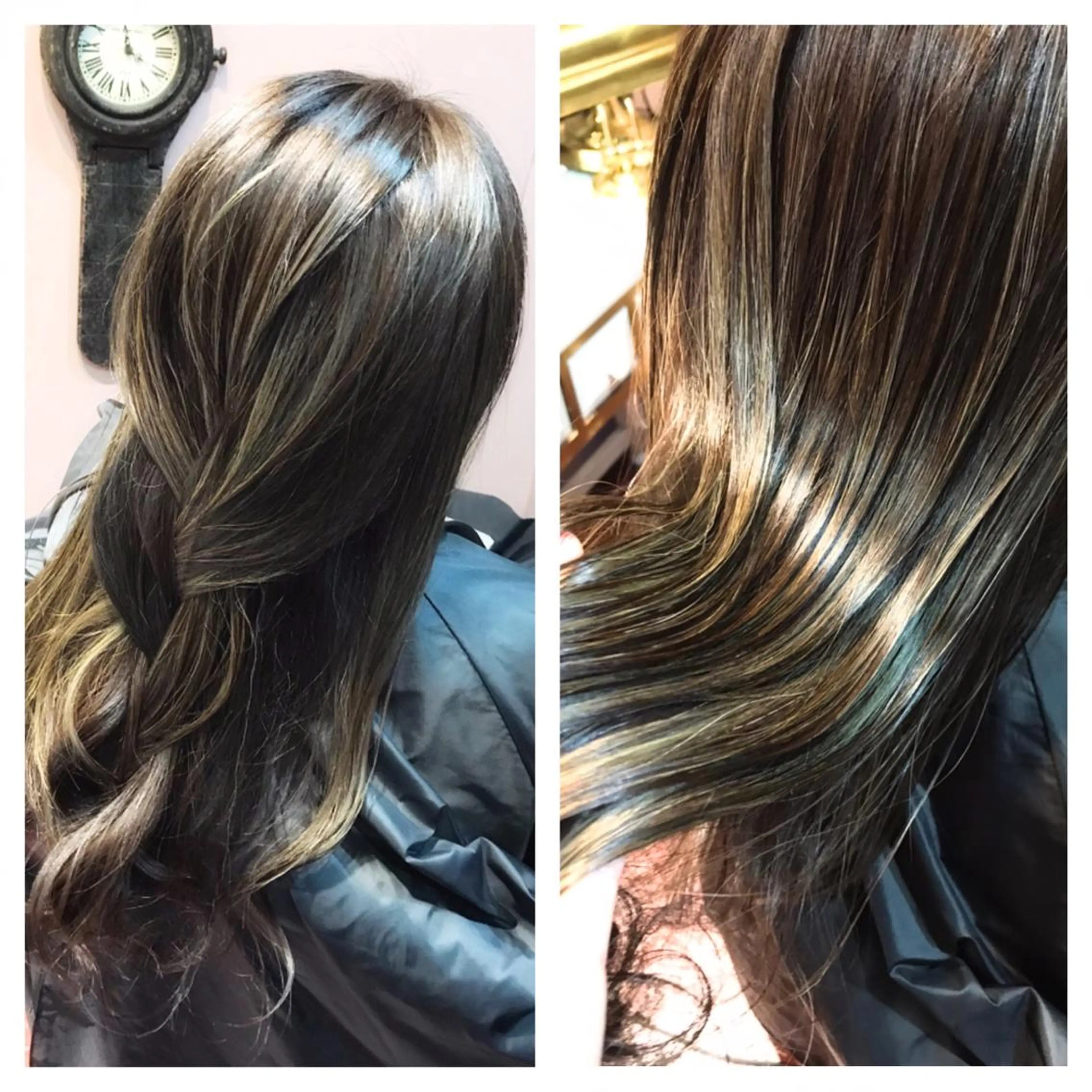 セミロング アッシュ ハイライト レイヤーカット nike にけのヘアスタイル