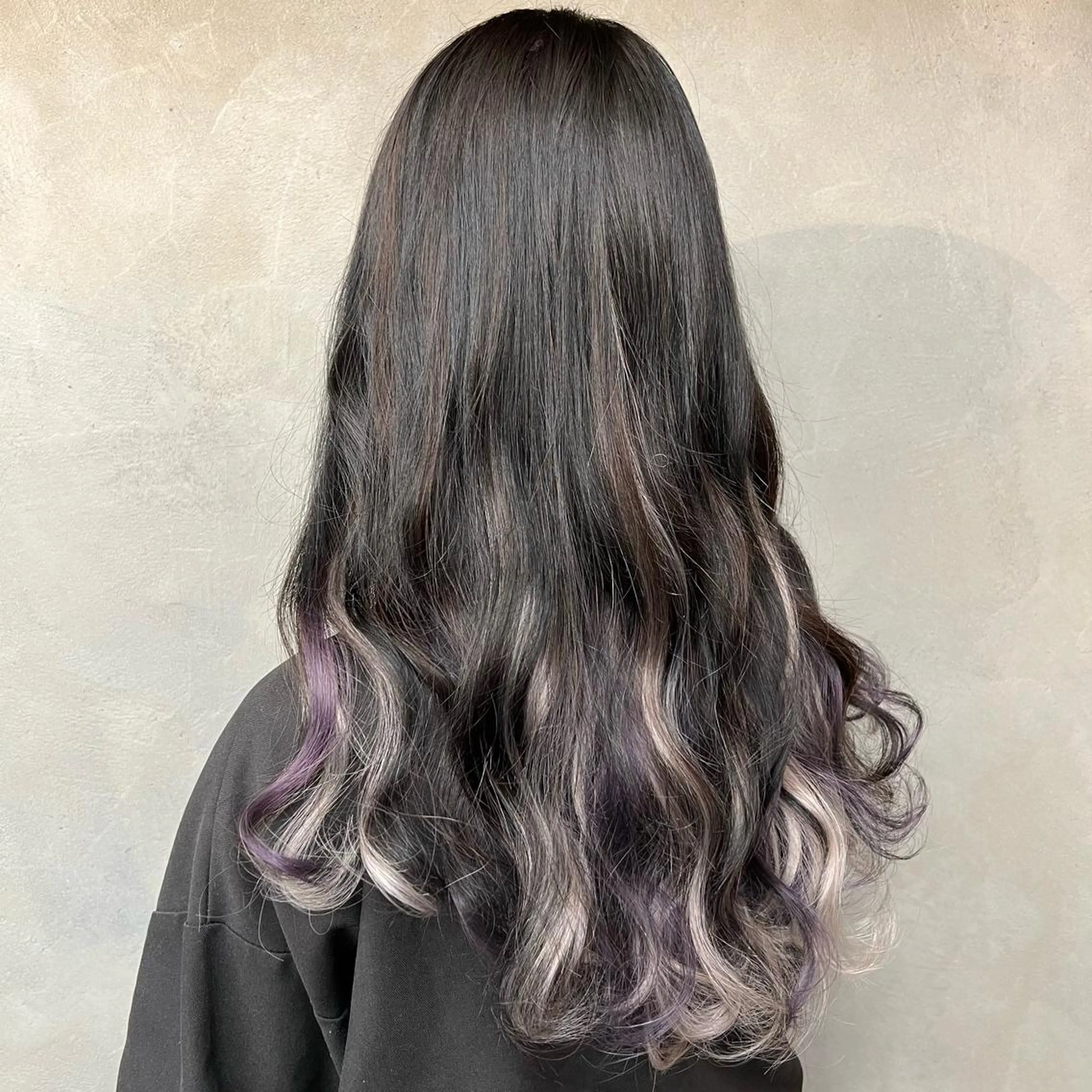 ロング シールエクステ パープルカラー エクステ ❤️‍🔥シールエク ＋カラー京❤️‍🔥のヘアスタイル