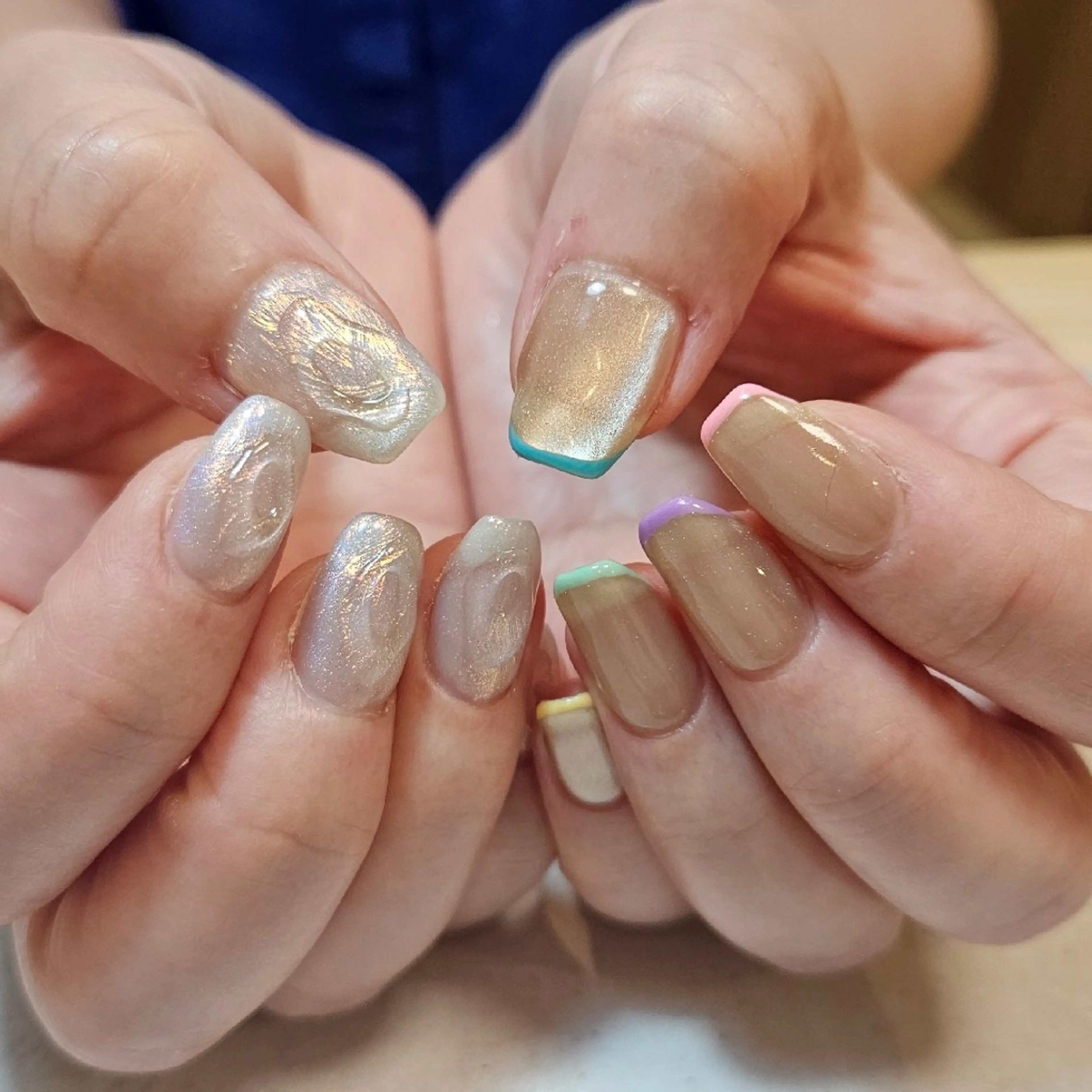 ネイル クリアネイル フレンチネイル マグネットネイル マグネットフレンチ 夏ネイル ハンドネイル Nailsalon manoのネイルデザイン