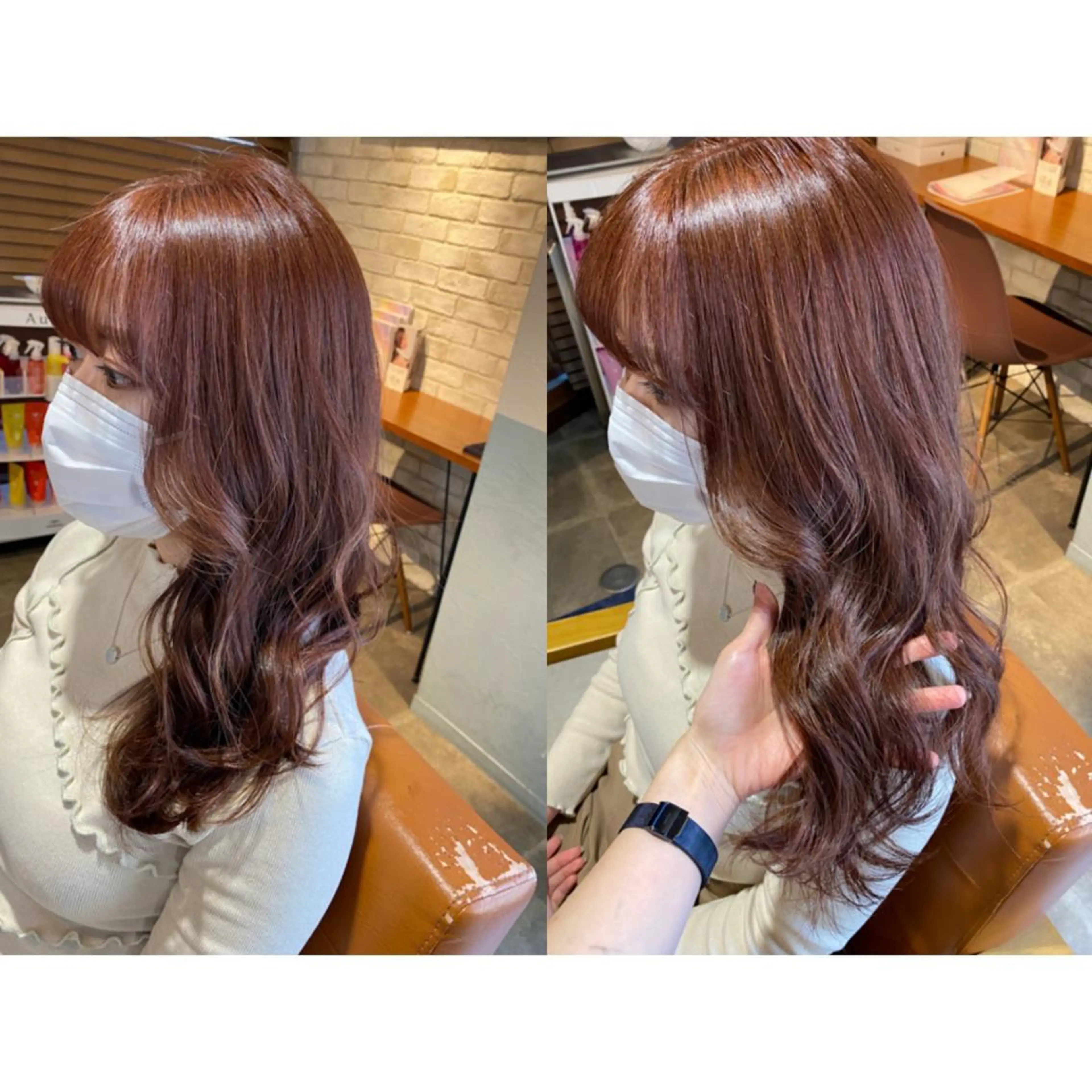 カラー ブラウンカラー ピンクカラー カット ヘアカラー トリートメント 🐻結んで可愛い hair EMI🐻のヘアスタイル