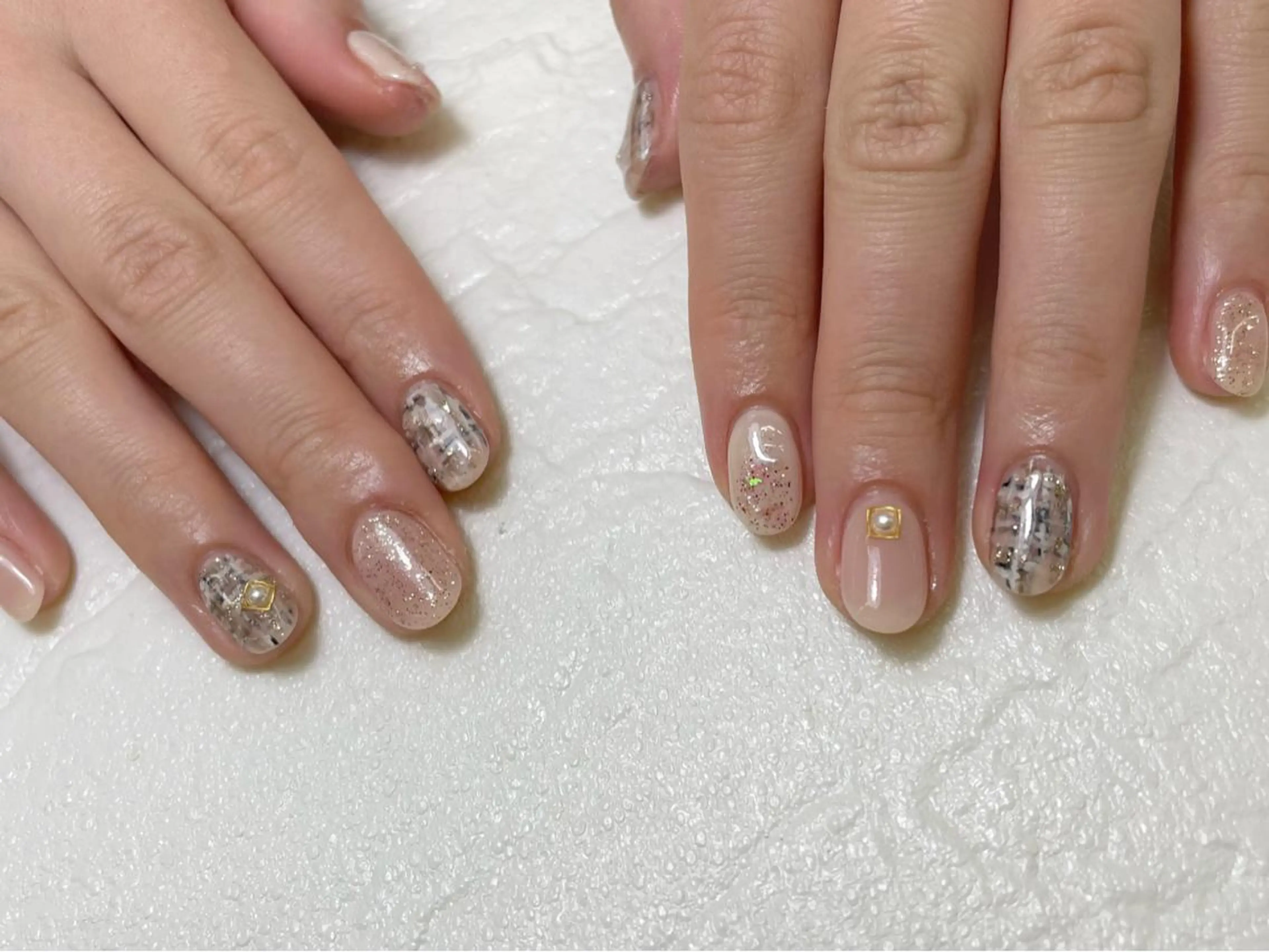 ネイル 持ち込み ツイードネイル Nail Blue512所属・Nailist MINORIのネイルデザイン