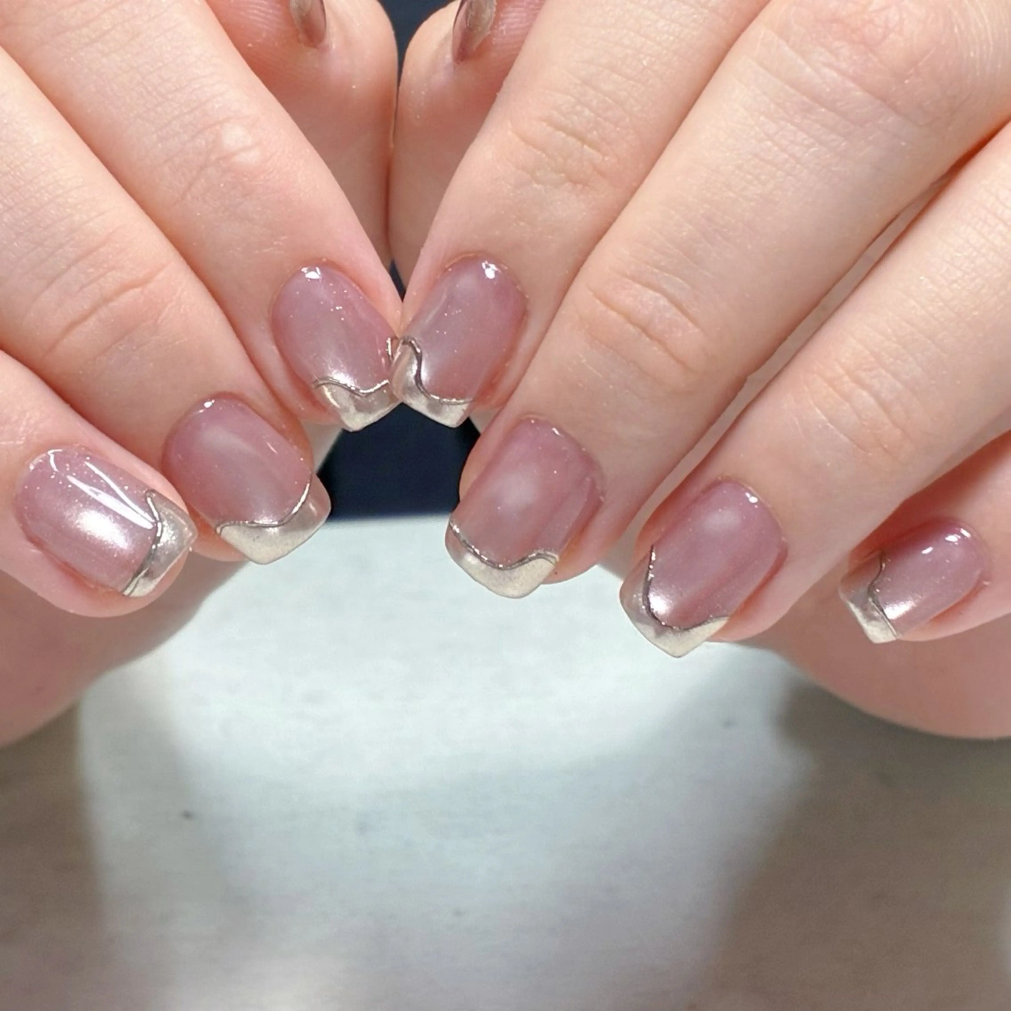 ネイル ラメ(グリッター) ミラーネイル オフィスネイル ハンドネイル mumjyu MIKAのネイルデザイン