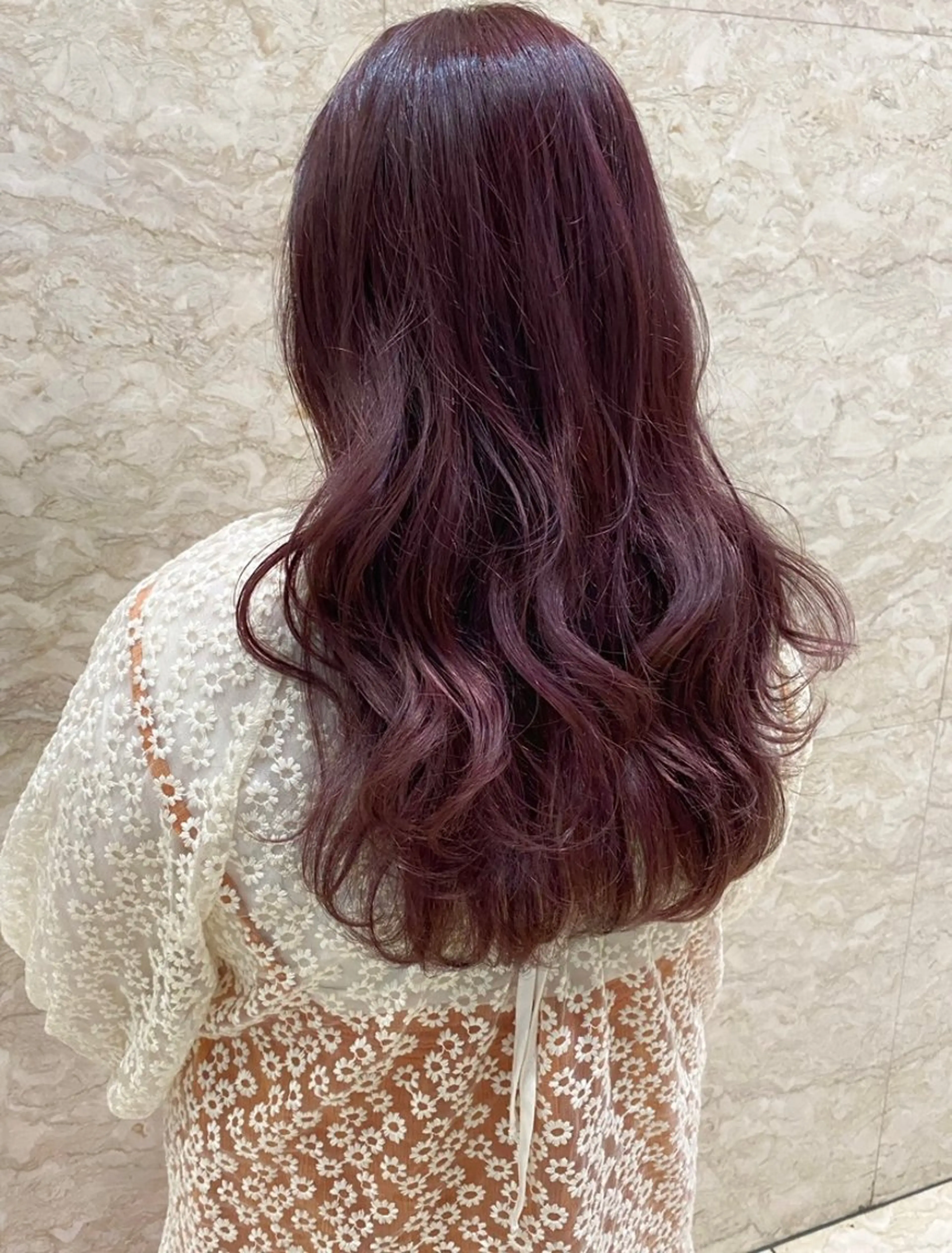 ロング カラー ピンクカラー ピンクパープル パープルカラー バイオレットカラー レイヤーカット ヘアカラー トリートメント erika /韓国ヘアのヘアスタイル