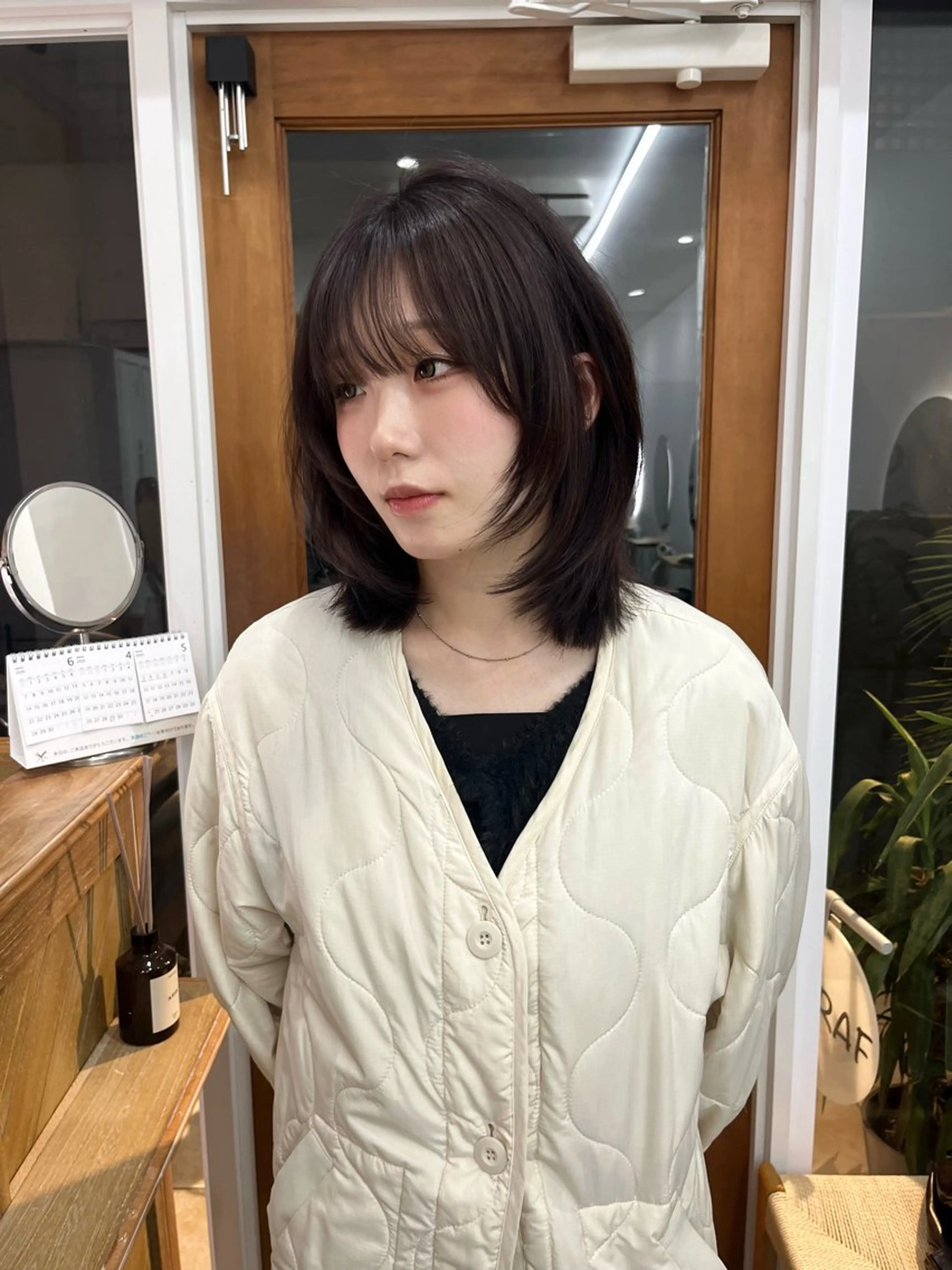 ミディアム カラー カット ヘアカラー トリートメント ベージュ⟡˖レイヤー ˖ ࣪⊹あずきのヘアスタイル