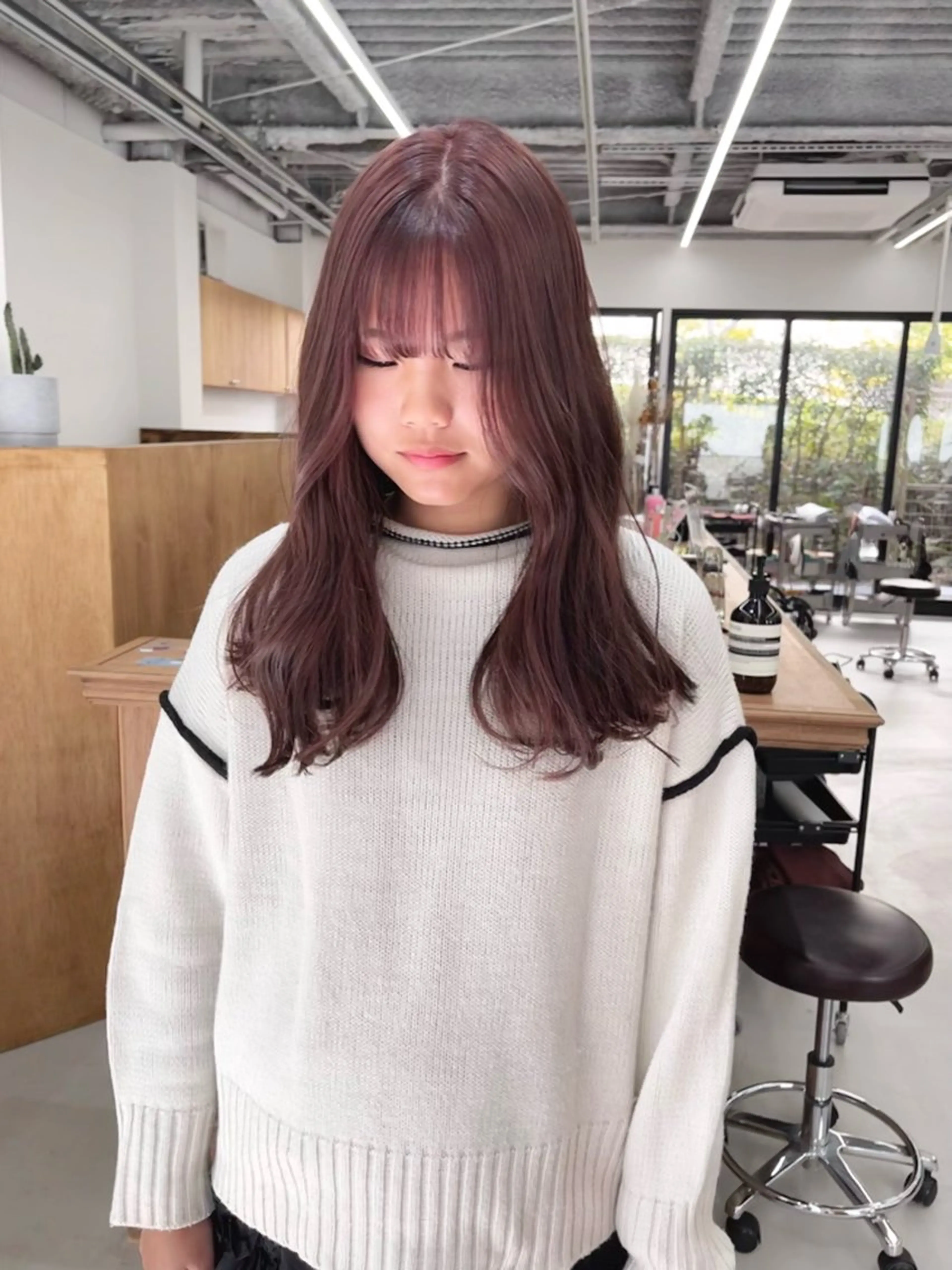 セミロング カラー ヘアアレンジ ブリーチ ダブルカラー ブリーチなしカラー ena/ブリーチなし 透明感・レイヤー🎀のヘアスタイル