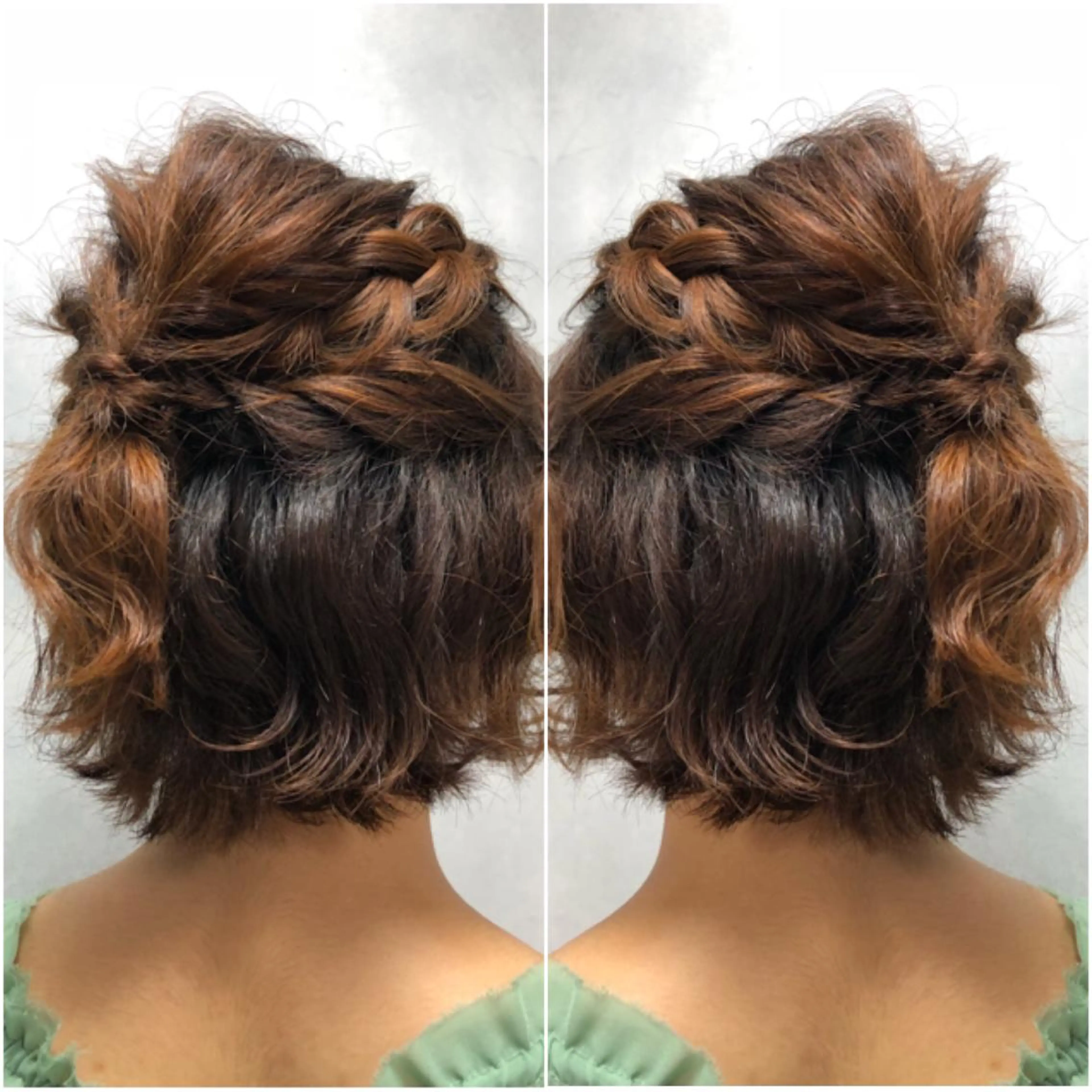 ショート ヘアアレンジ ハーフアップ メンズ多数⚡ブリーチ 特化💚Acchonのヘアスタイル