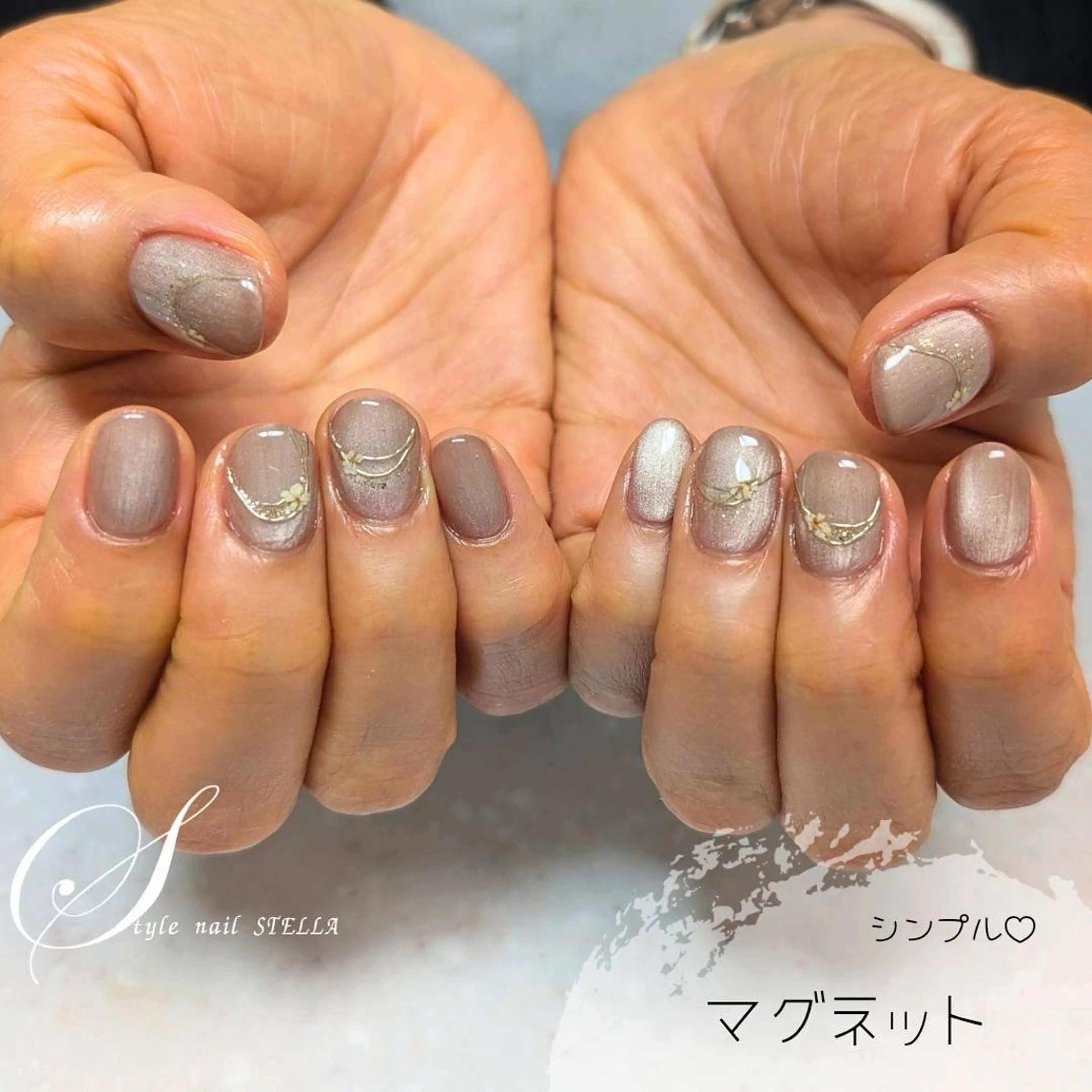 ネイル マグネットネイル ミラーネイル ハンドネイル ステラ marikominoのネイルデザイン