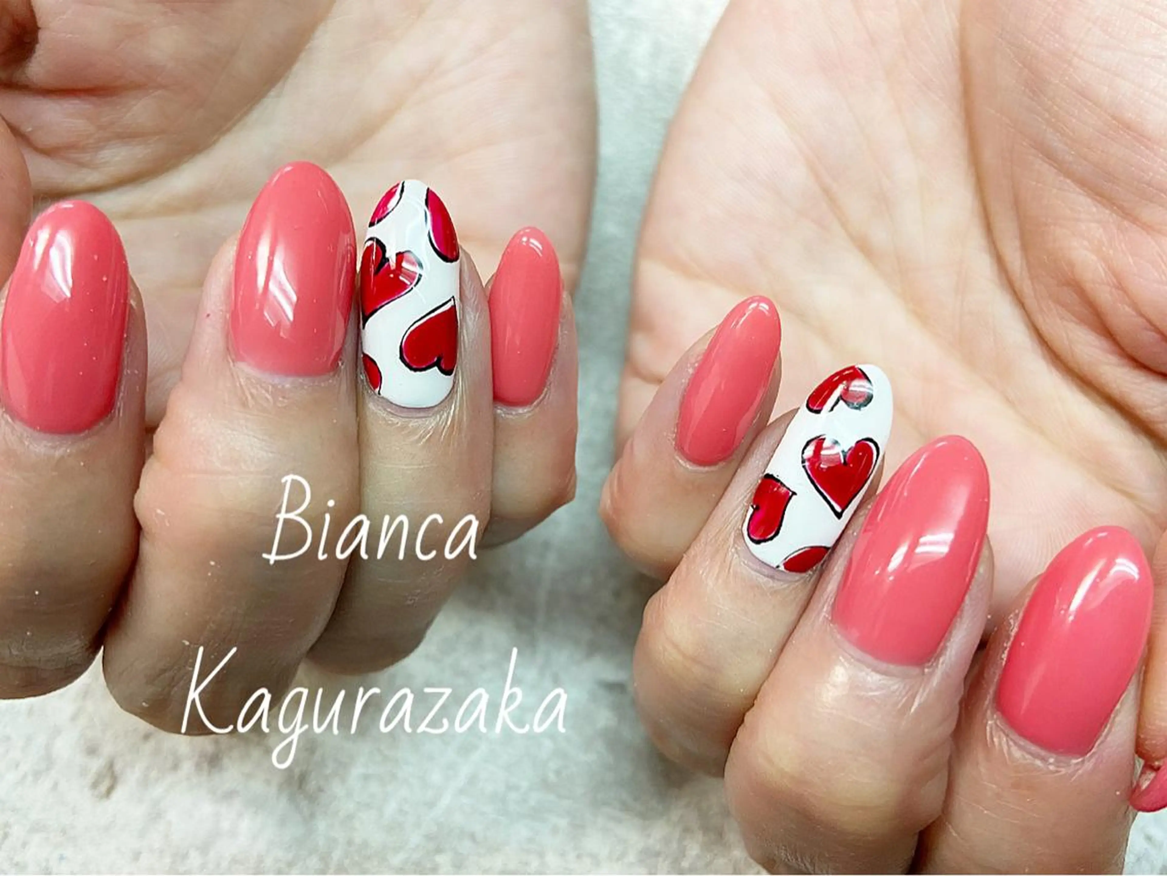 ネイル アートネイル ワンカラーネイル シンプルネイル バレンタイン ハンドネイル ハンドケア BIANCA Ouchidaのネイルデザイン