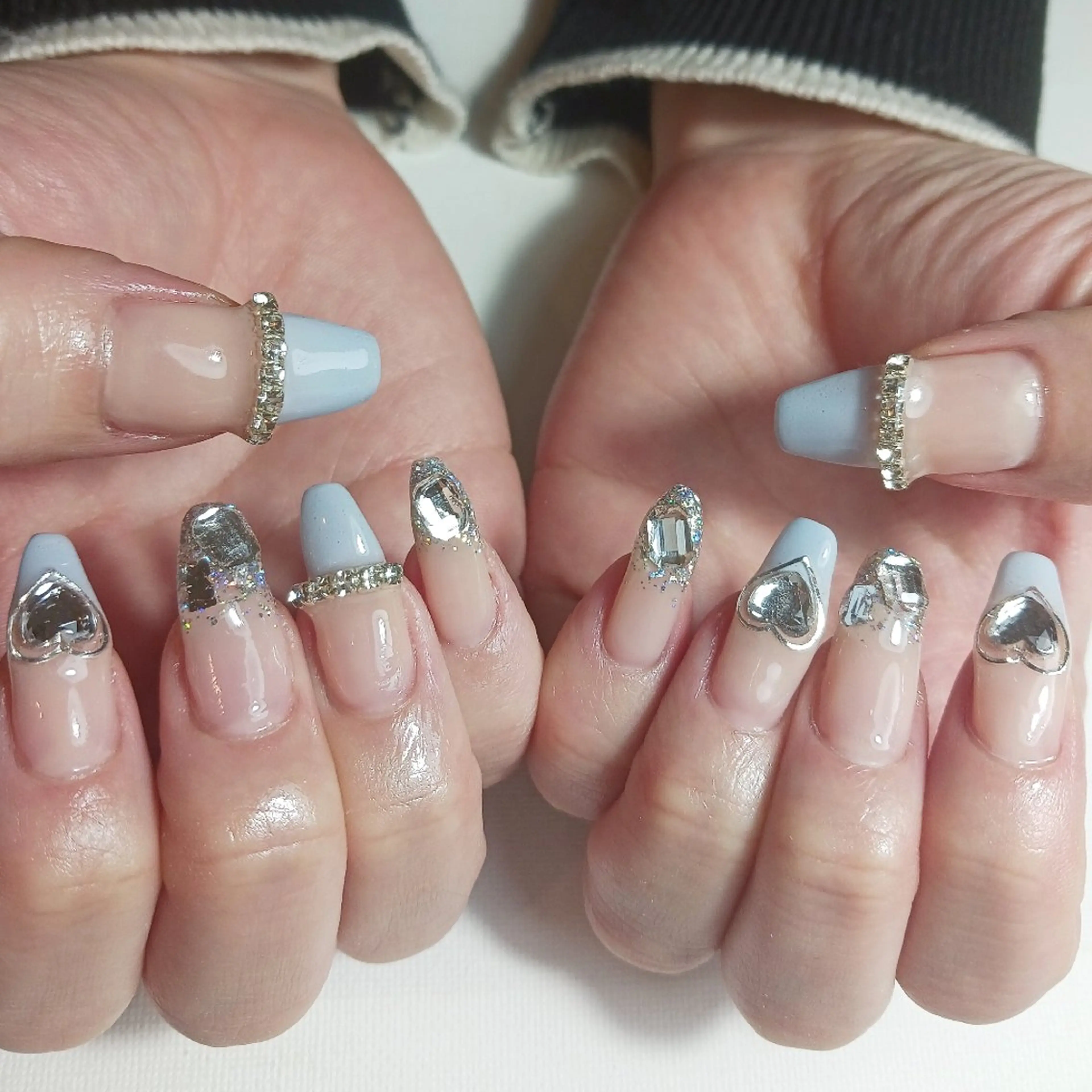 ネイル フレンチネイル ジェルネイル キラキラネイル 持ち込み ショートネイル owlnail /持込みデザイン専門のネイルデザイン