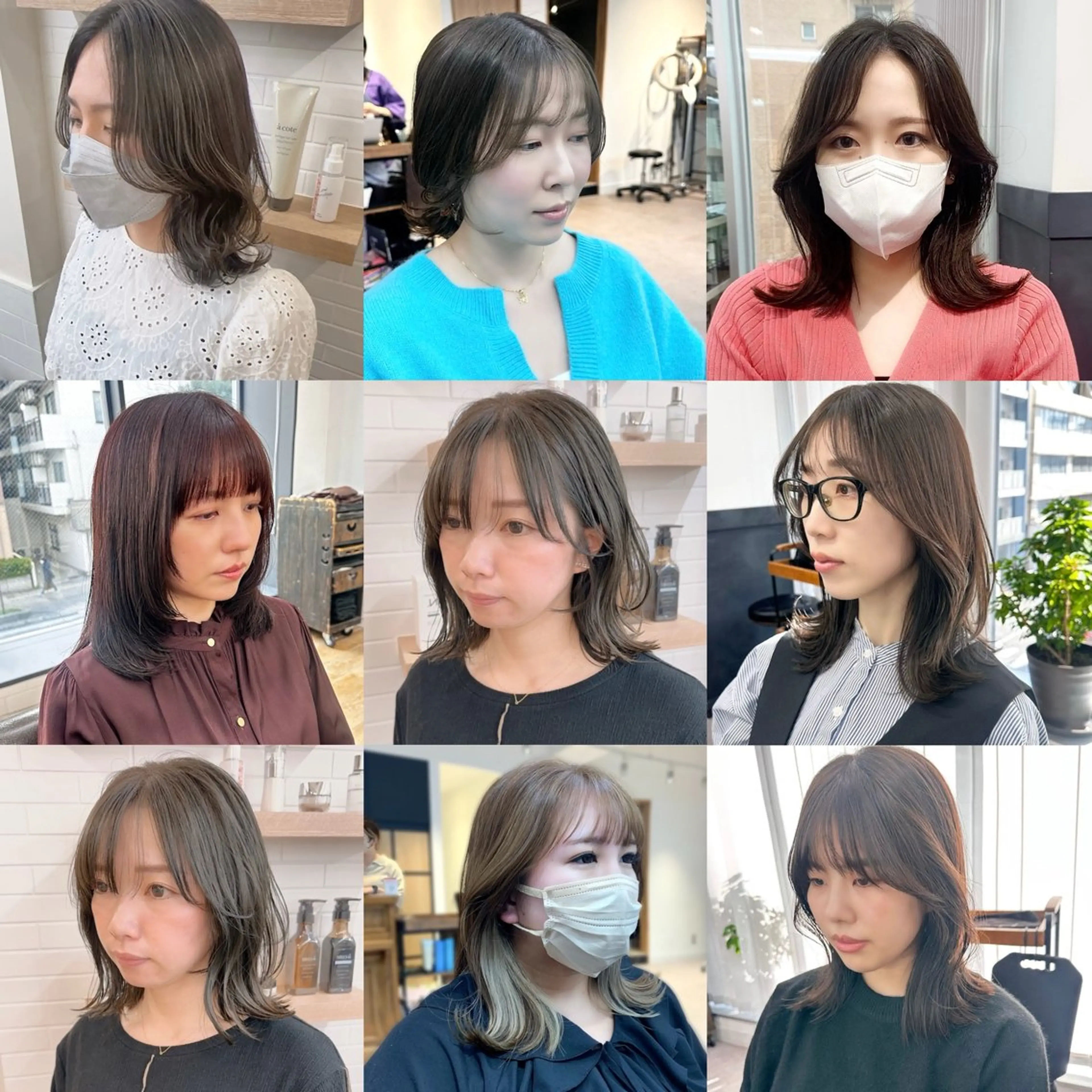 ミディアム カラー パーマ ヘアアレンジ メンズ キッズ カット ヘアカラー レイヤーカット／顔周 りカット/縮毛矯正のヘアスタイル