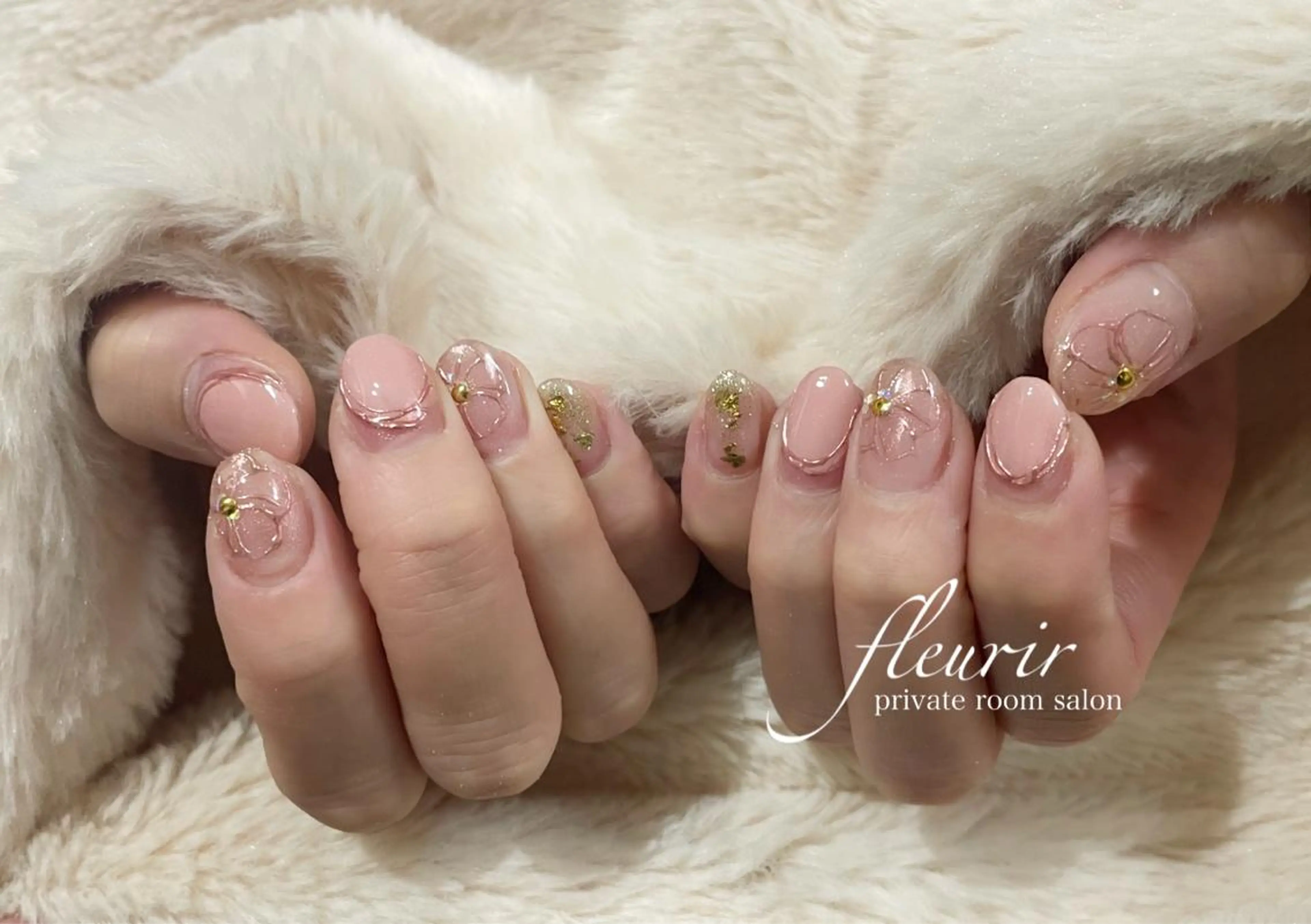 ネイル 桜ネイル 春ネイル フルリール 【プライベートサロンのネイルデザイン