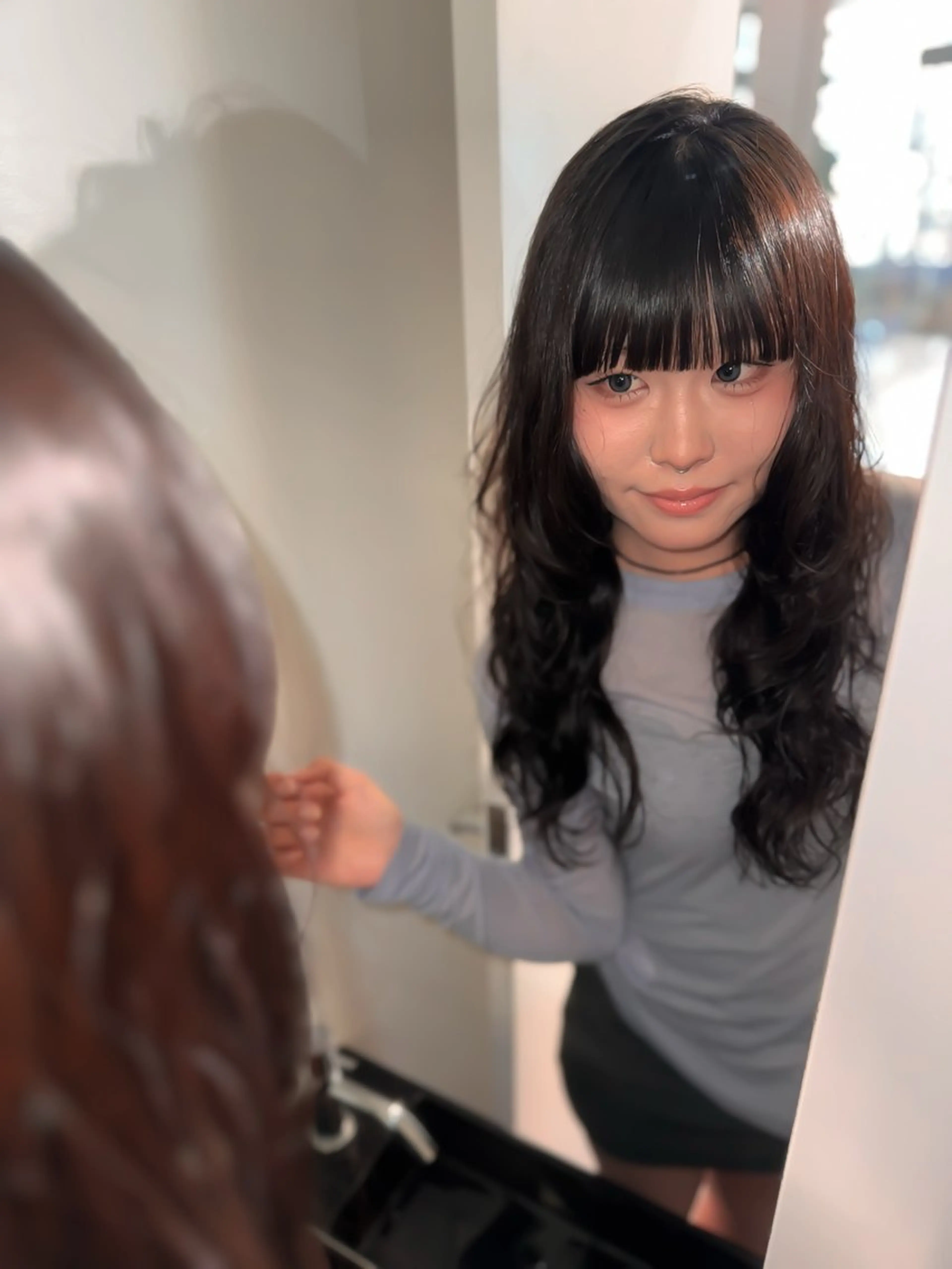 ロング パーマ カット パーマ ハイトーン/パーマ 大名 sakiのヘアスタイル