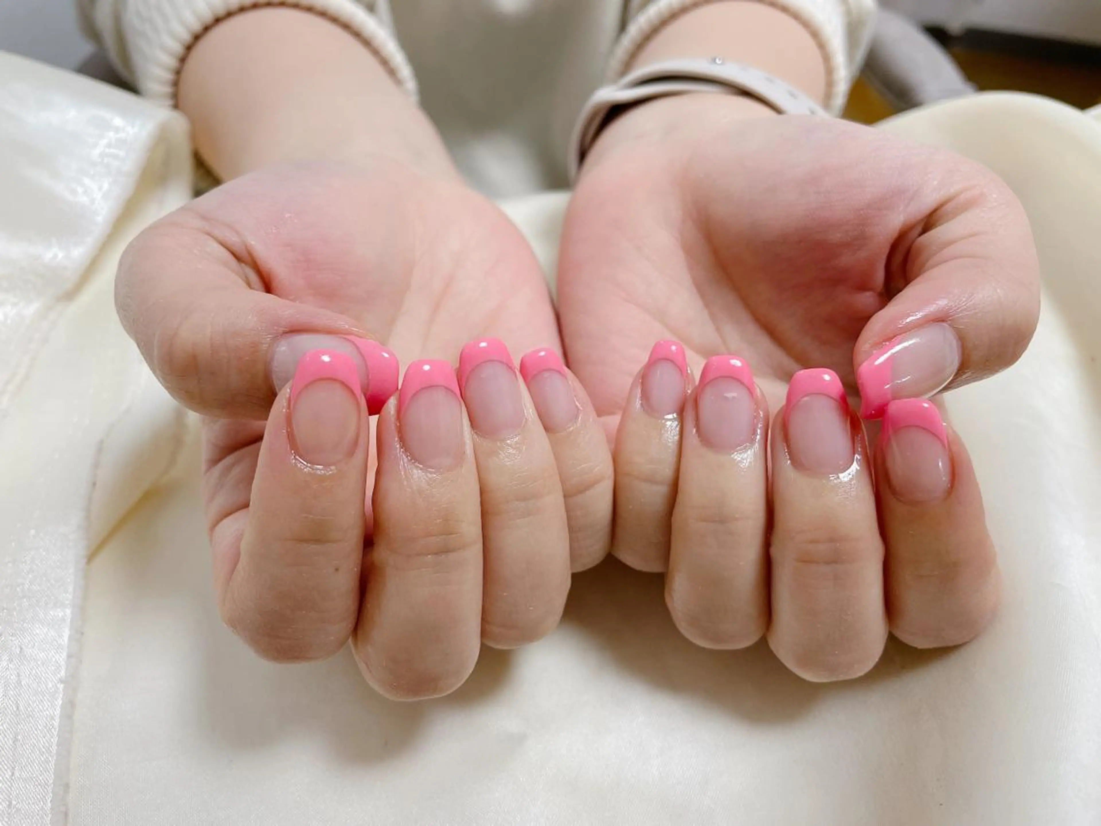 ネイル フレンチネイル ピンク 春ネイル kikinail 溝の口のネイルデザイン