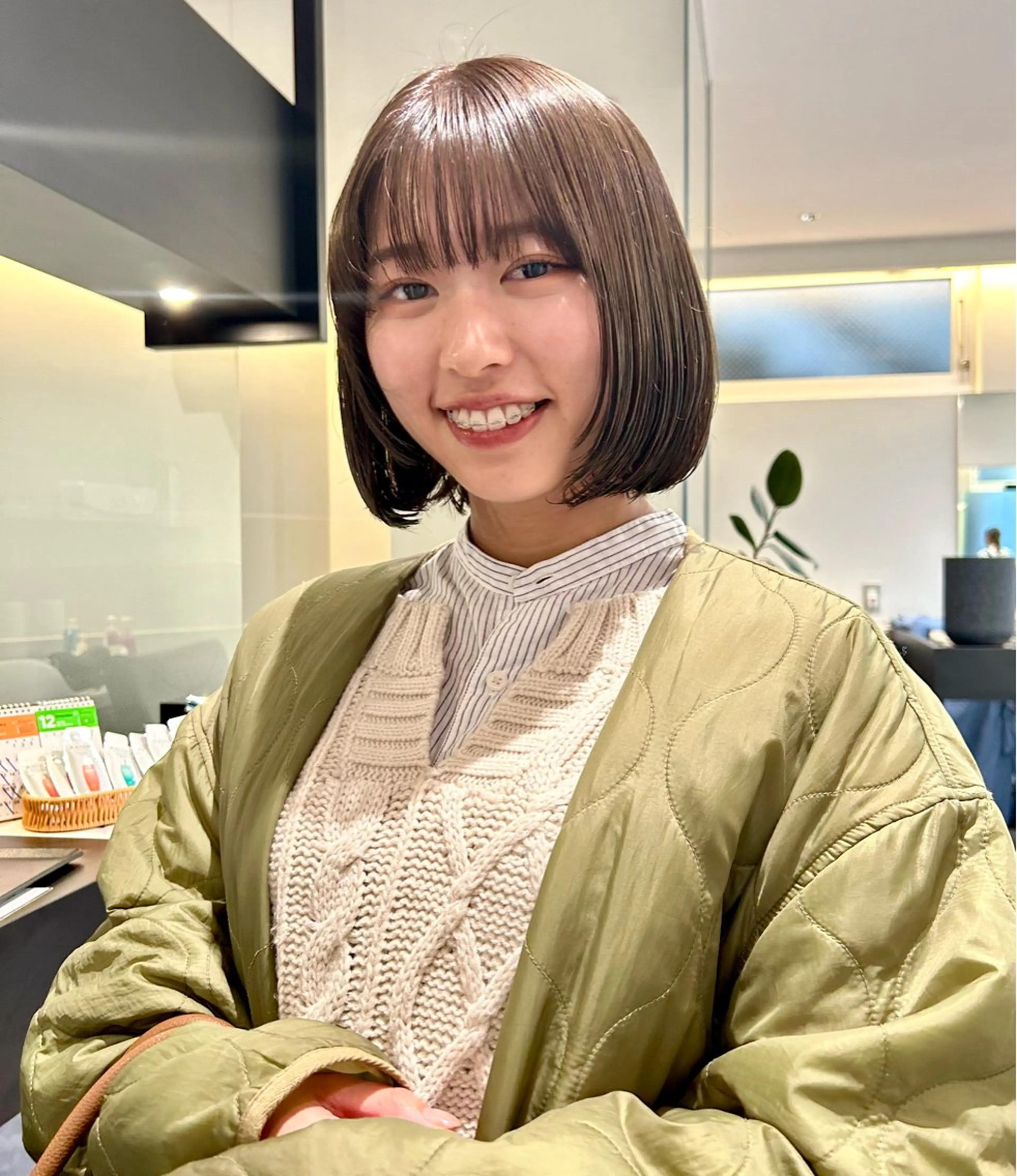 ミディアム カラー 透明感カラー グレージュ カット トリートメント 🎀ヘアセット透明感 /REINA🎀のヘアスタイル