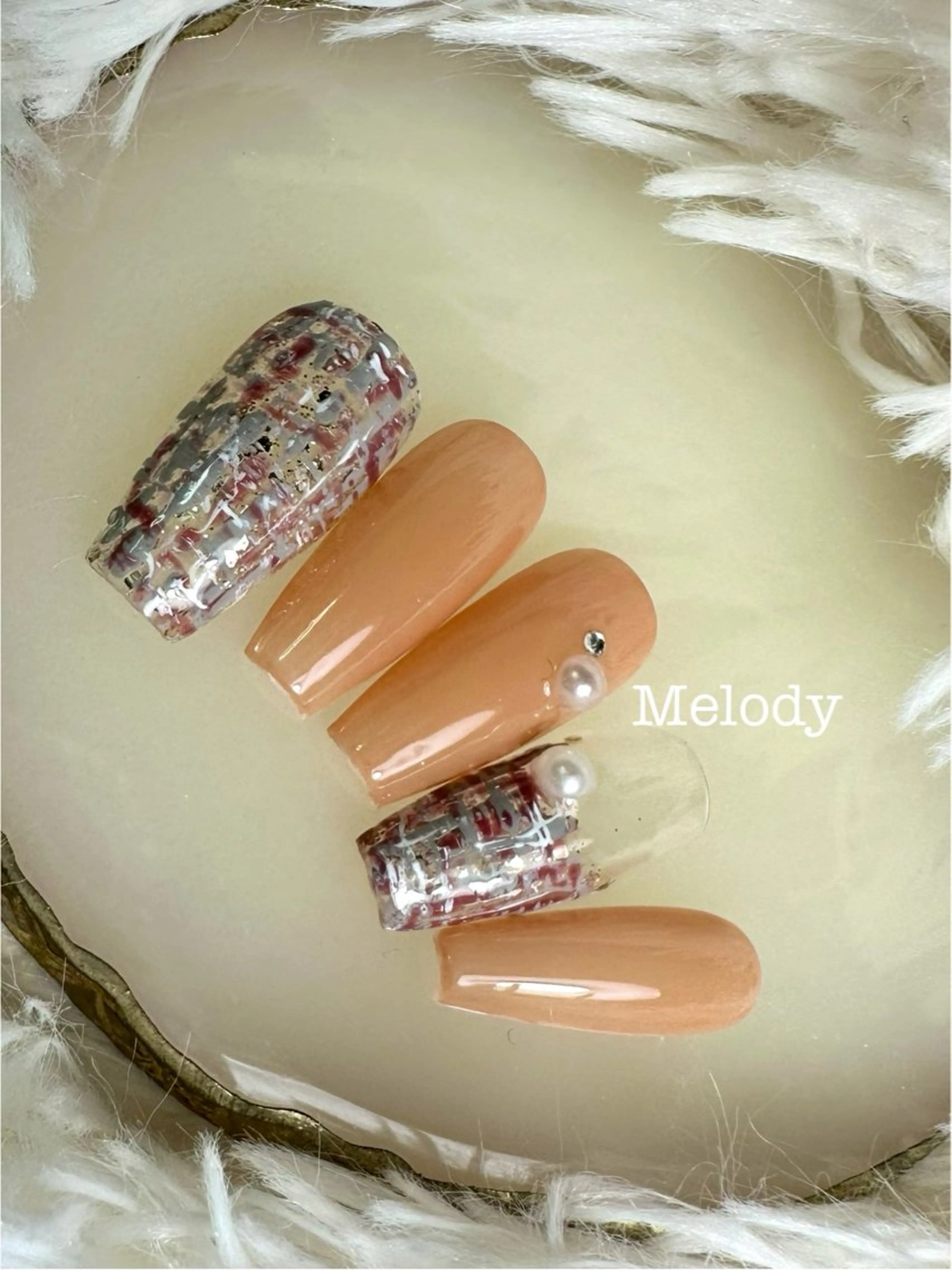 ネイル ガーリー ツイードネイル Yuki Takahamaのネイルデザイン