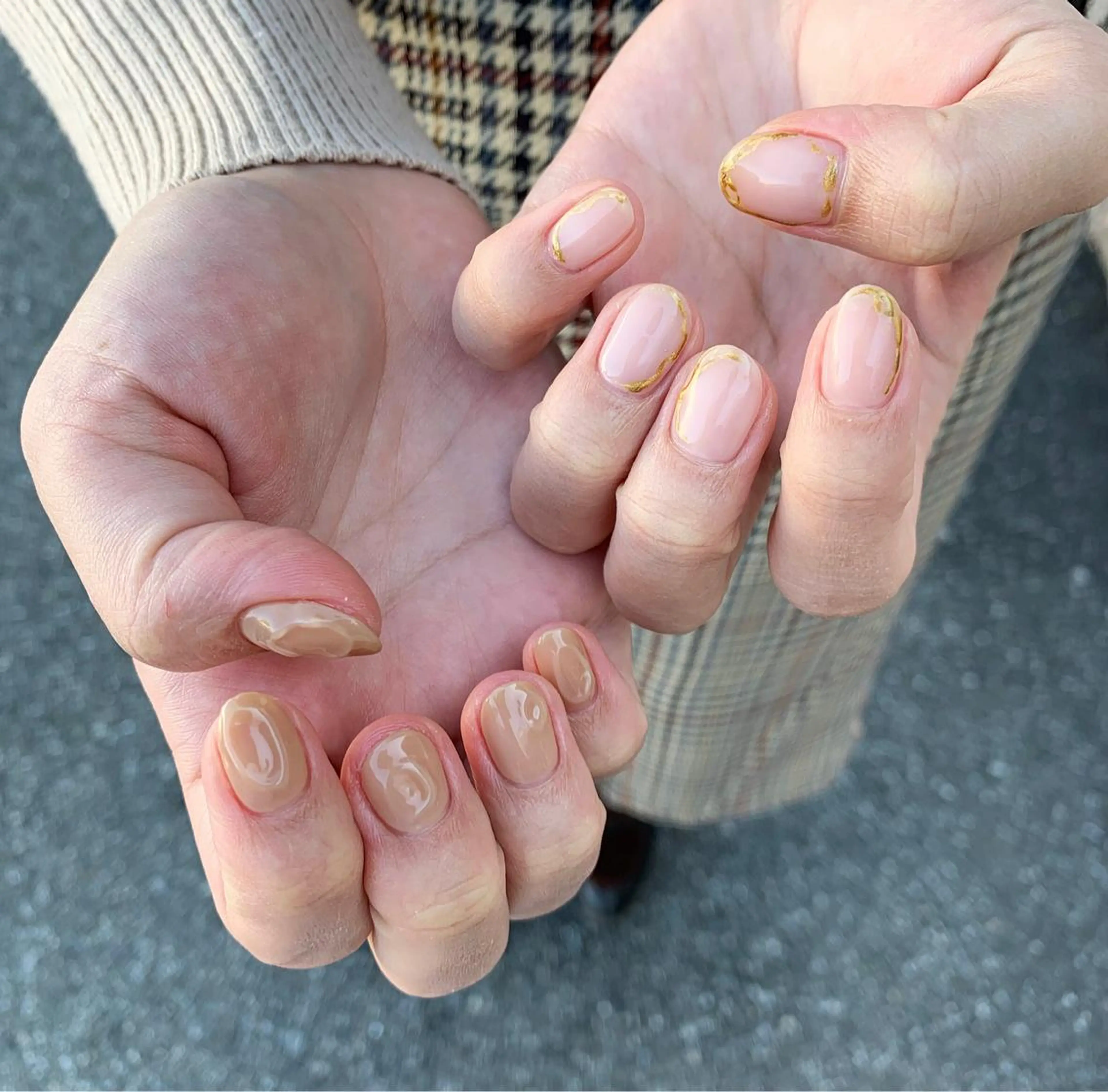 ネイル ゴールド ピンク ハンドネイル 佐藤 穂乃香のネイルデザイン