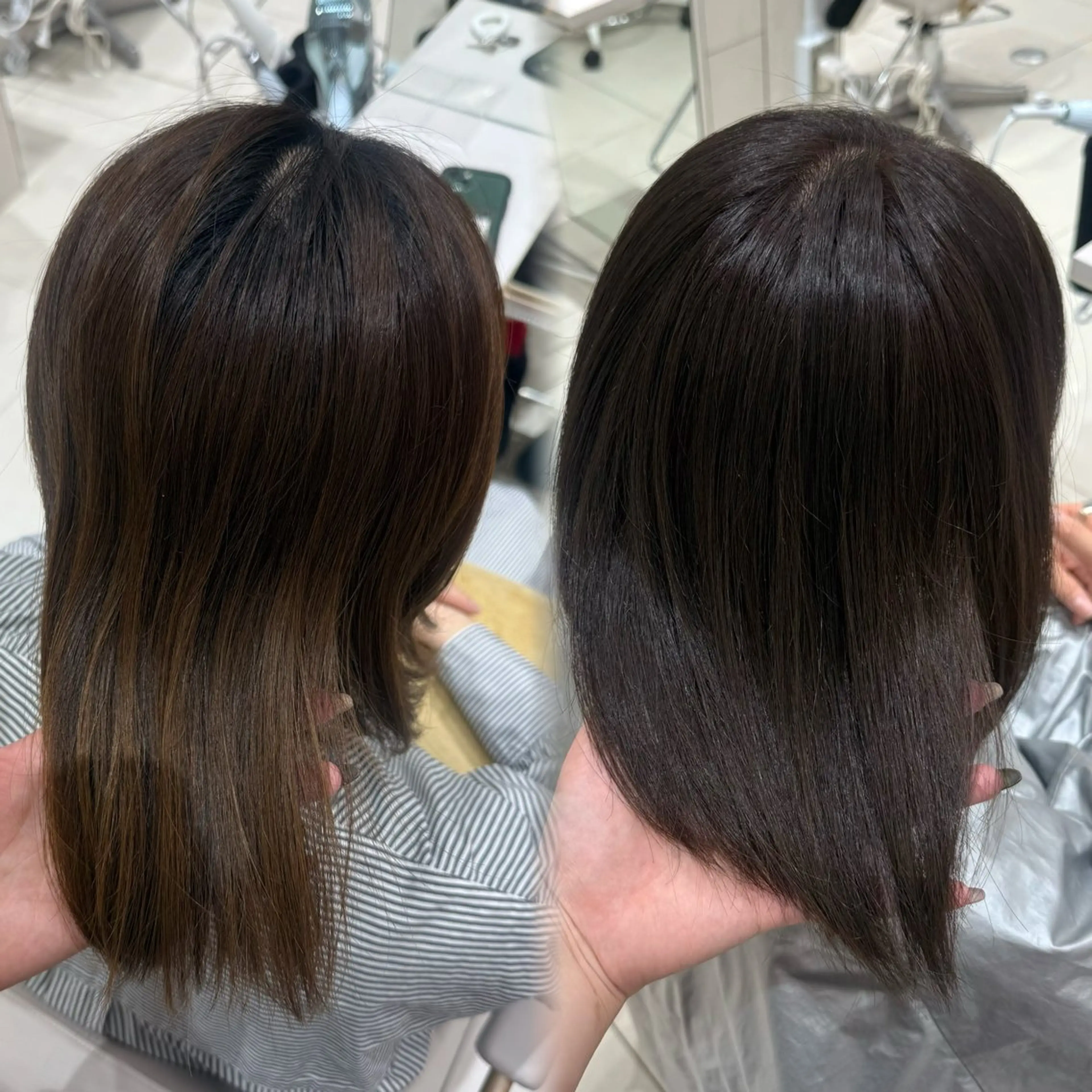 ミディアム カラー ヘアカラー トリートメント 内田 志乃のヘアスタイル