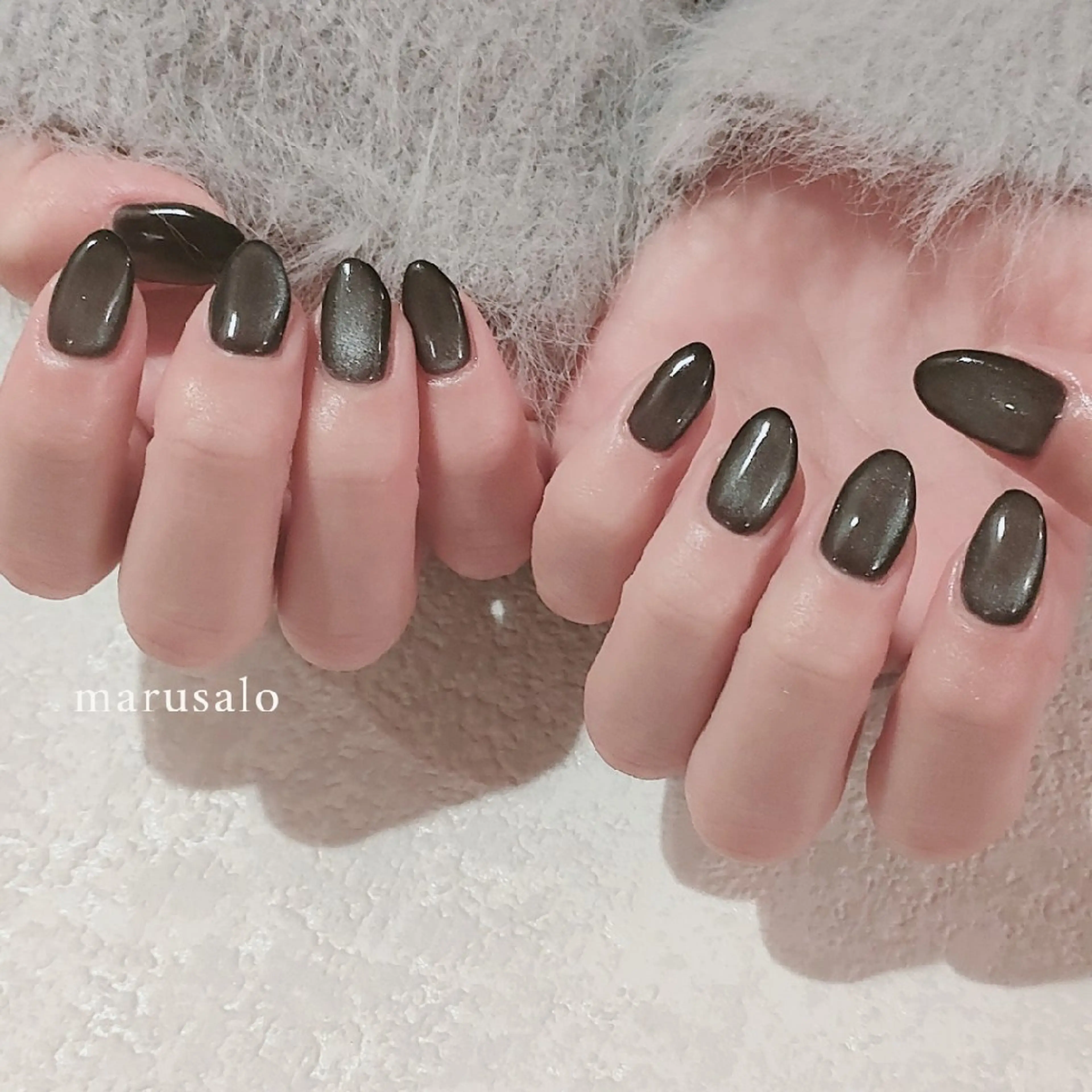 ネイル マグネットネイル ワンカラーネイル シンプルネイル ハンドネイル marusalo nailのネイルデザイン