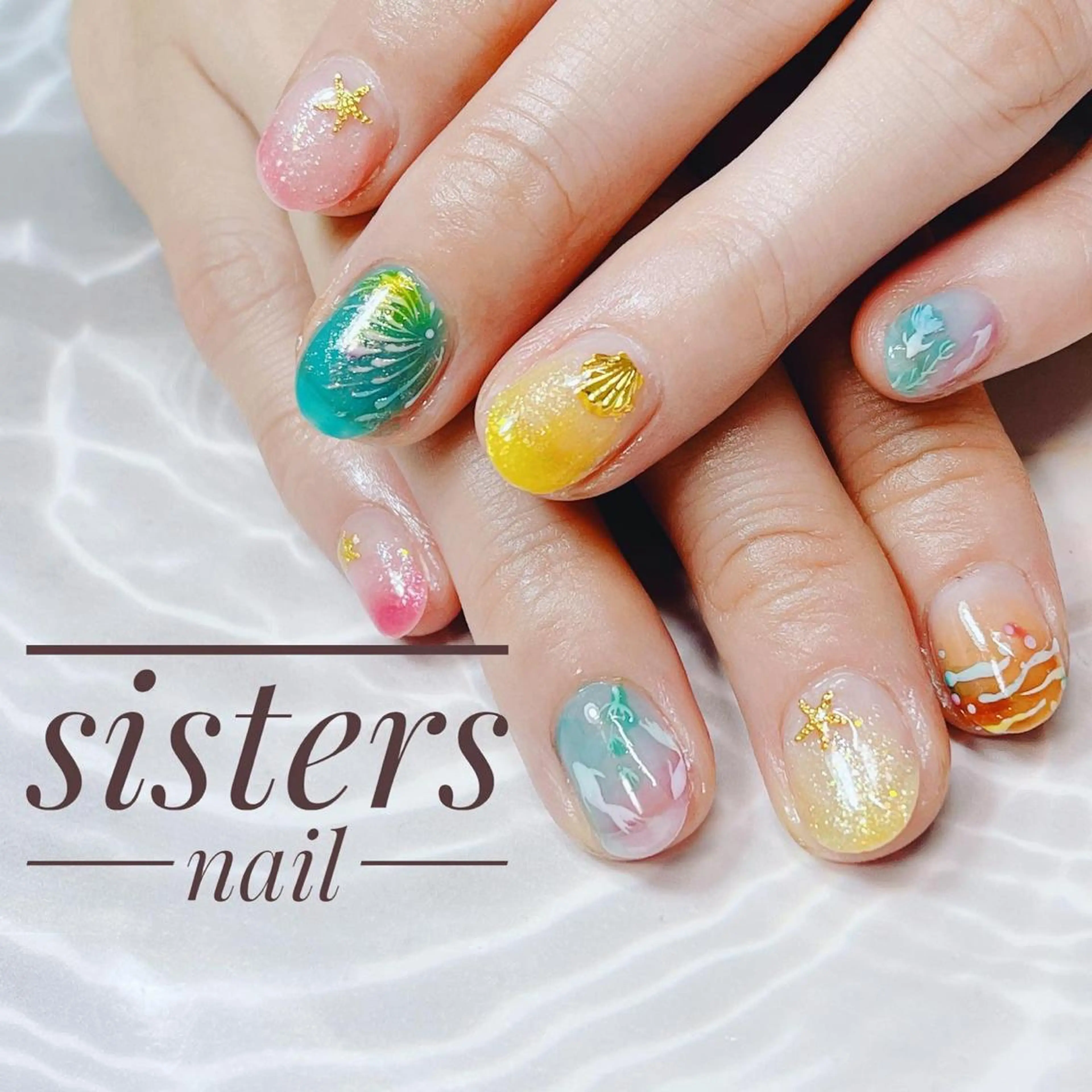 ネイル アートネイル 夏ネイル ヨーヨーネイル ハンドネイル ハンドケア sisters nail.fのネイルデザイン