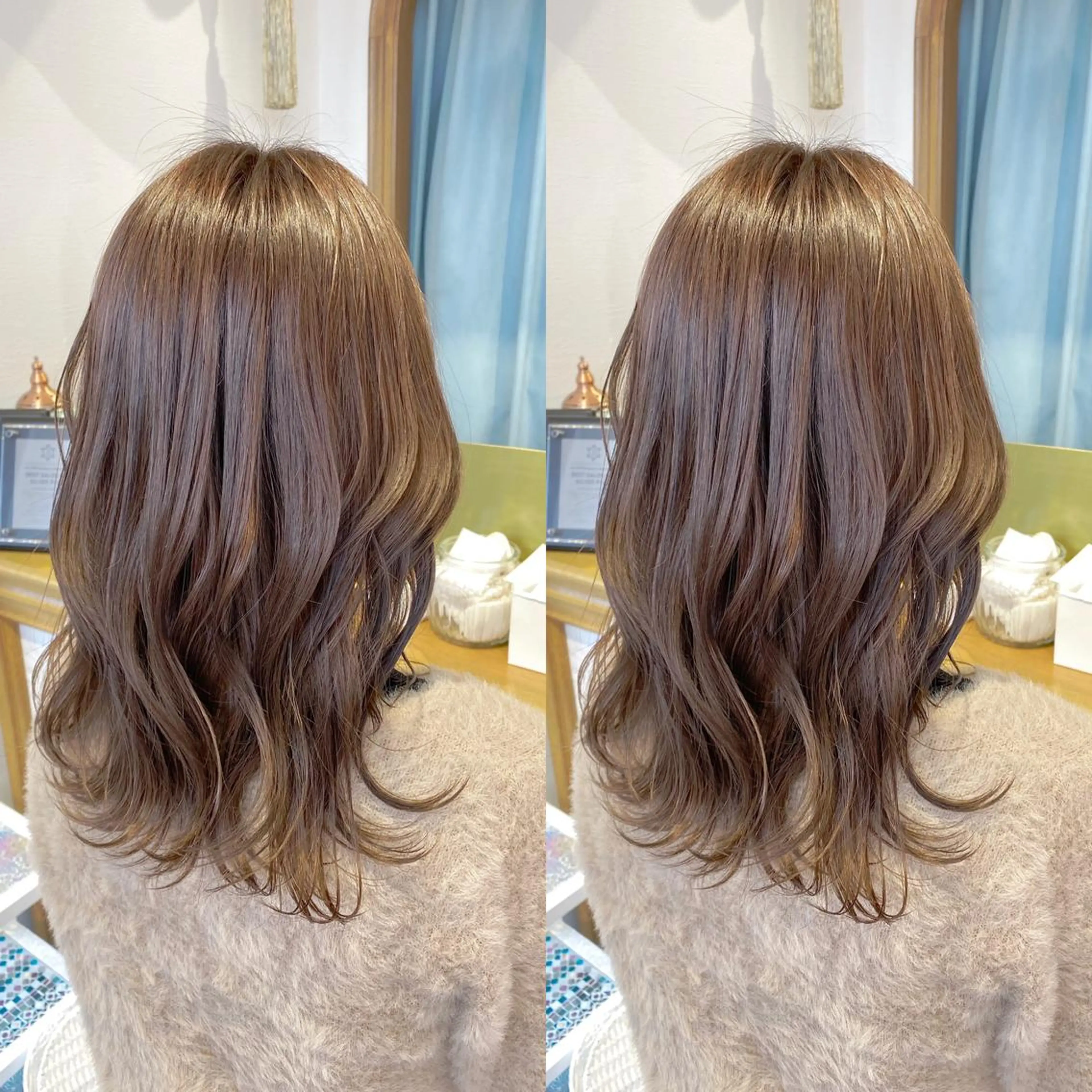 ミディアム カット ヘアカラー トリートメント レイヤーカット /透明感カラー西田のヘアスタイル