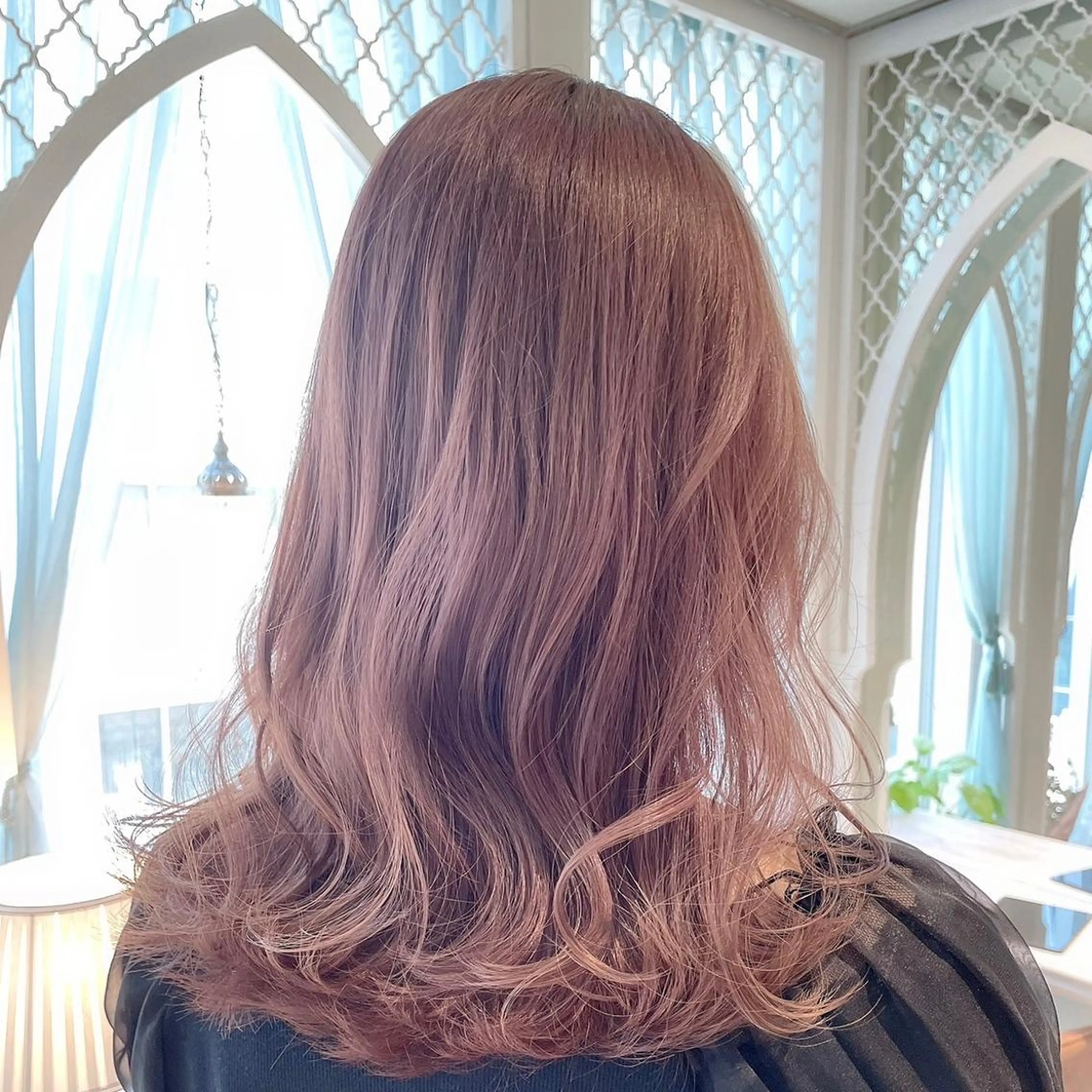 セミロング カラー ピンクカラー ブリーチなし/暖色/ 透明感/ririkaのヘアスタイル