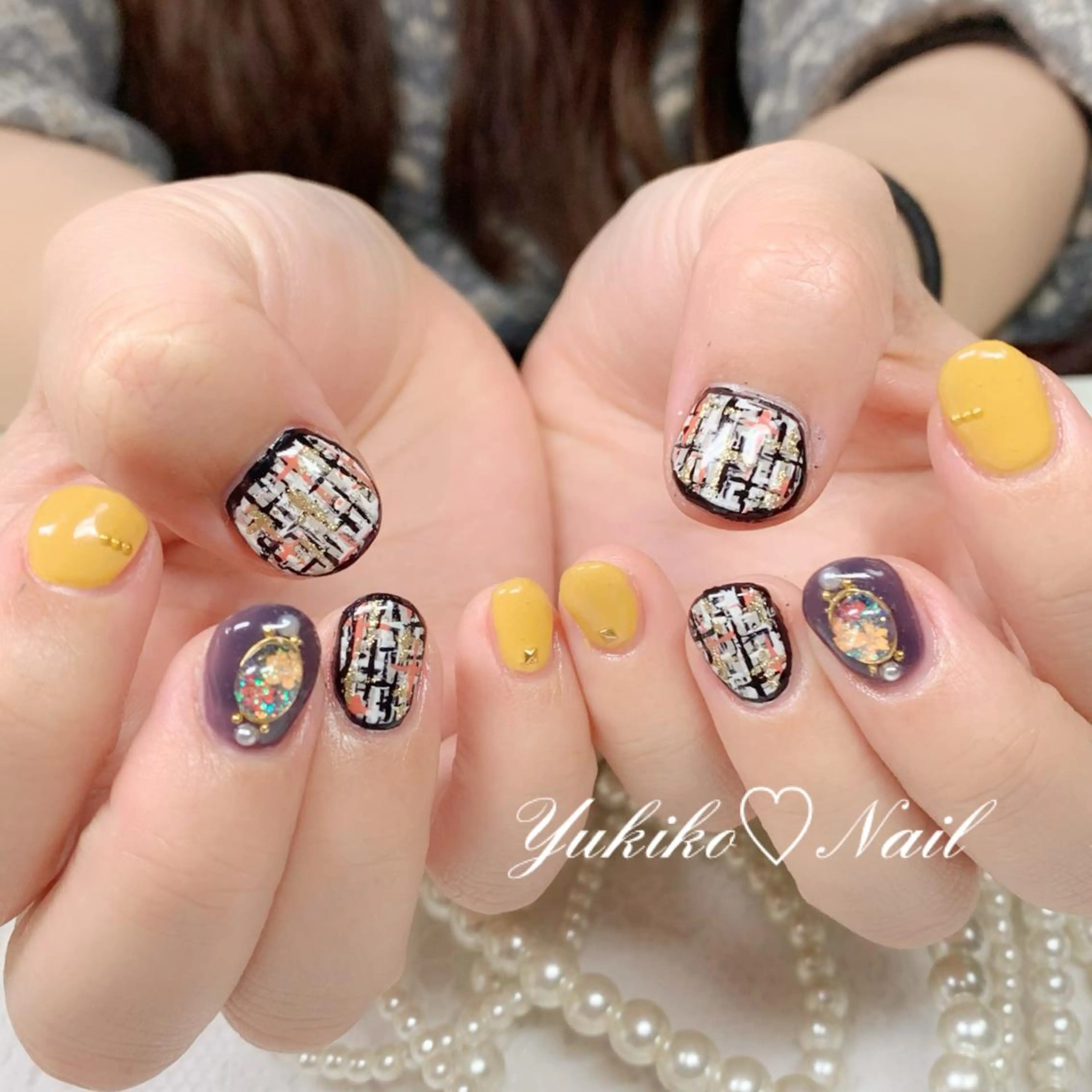 ネイル ツイードネイル ハンドネイル ユキコ ネイルのネイルデザイン