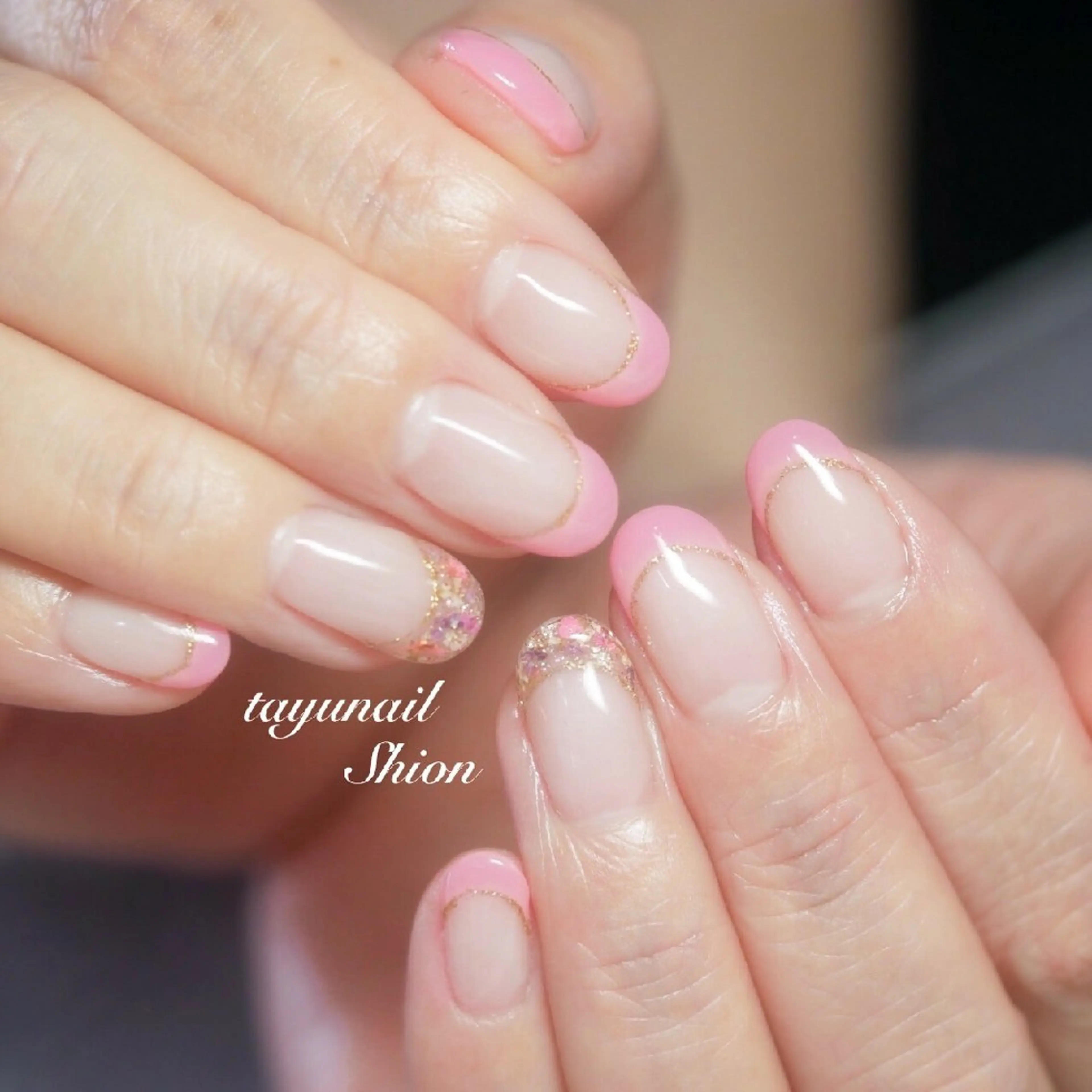 ネイル フラワーネイル フレンチネイル ジェルネイル パラジェル ピンク ネイルサロン 【たゆnail】のネイルデザイン