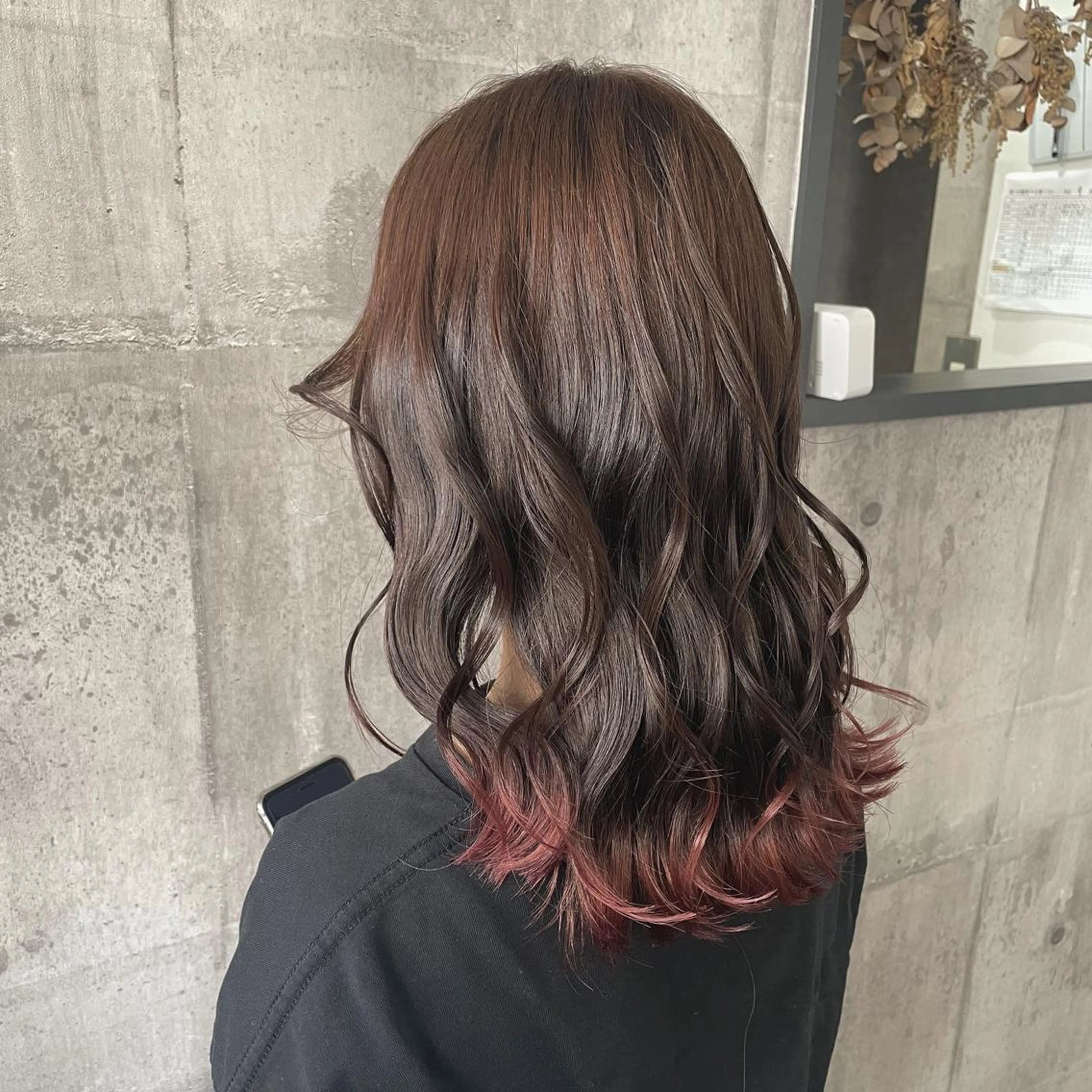 ミディアム カラー カシス ヘアカラー トリートメント Hair Labo ASH  あみん♡のヘアスタイル