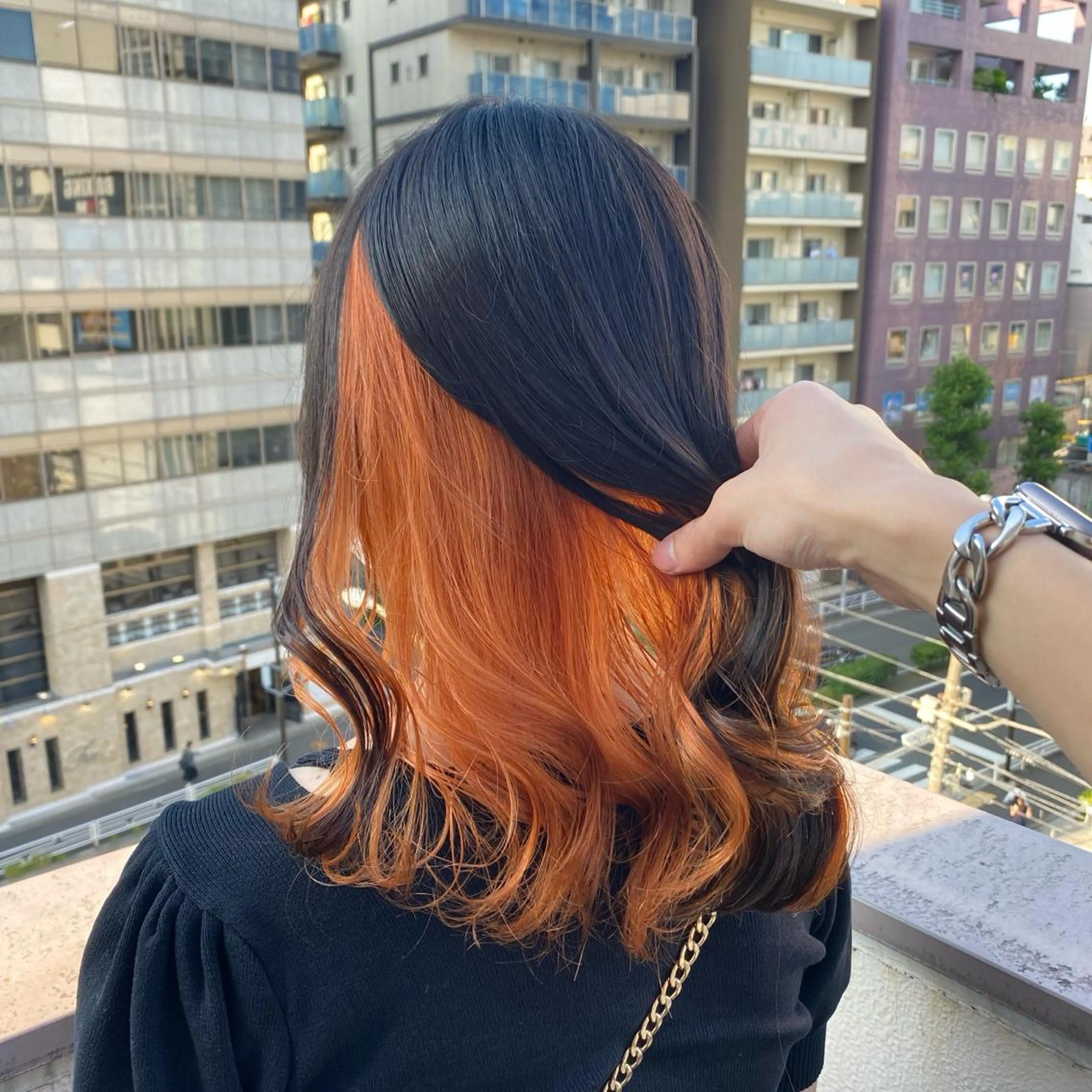 セミロング カラー エフェクトブリーチ 🌟前澤啓太朗のヘアスタイル