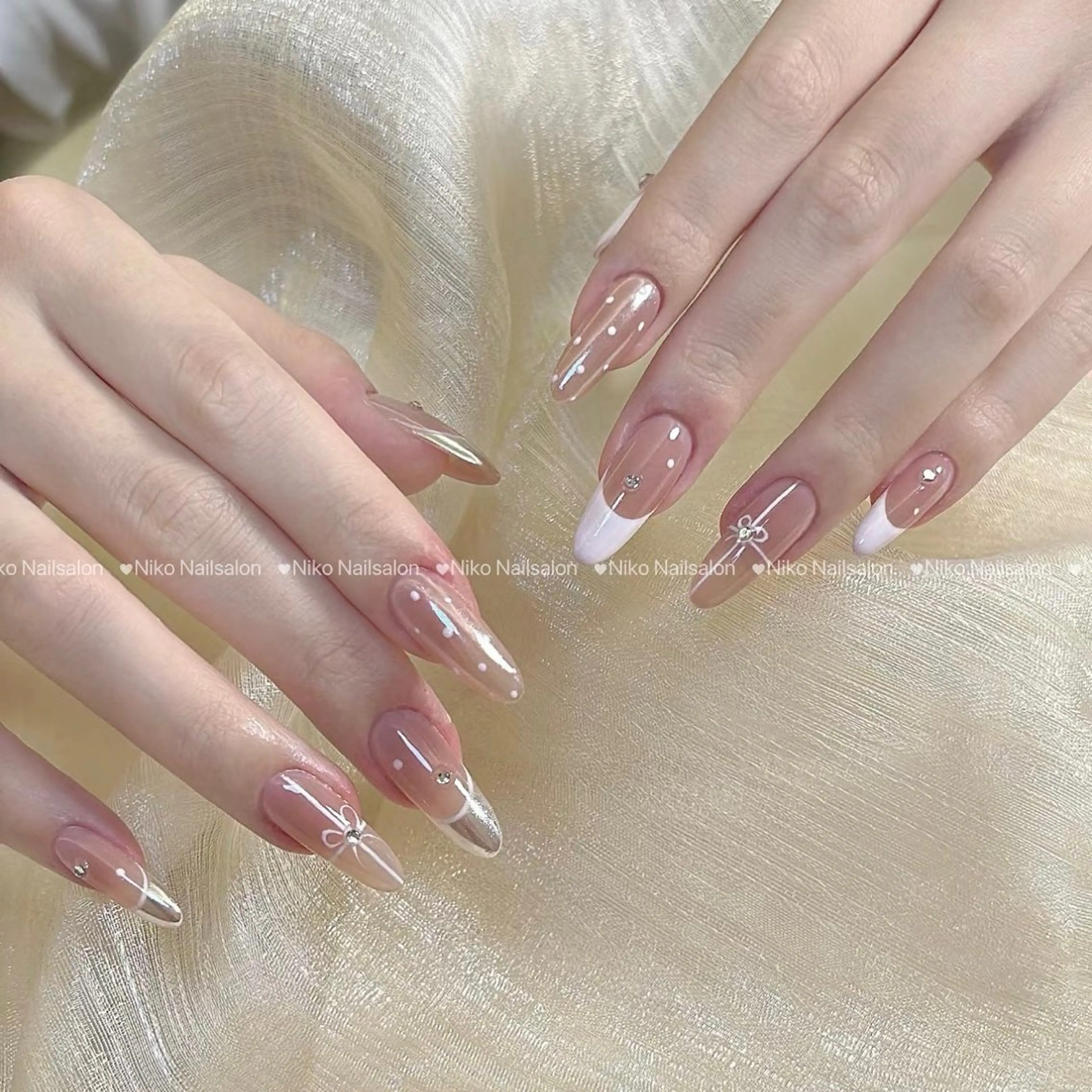 ネイル チークネイル 長さ出し フットネイル フレンチネイル ジェルネイル Niko Nail salon 銀座本店のネイルデザイン