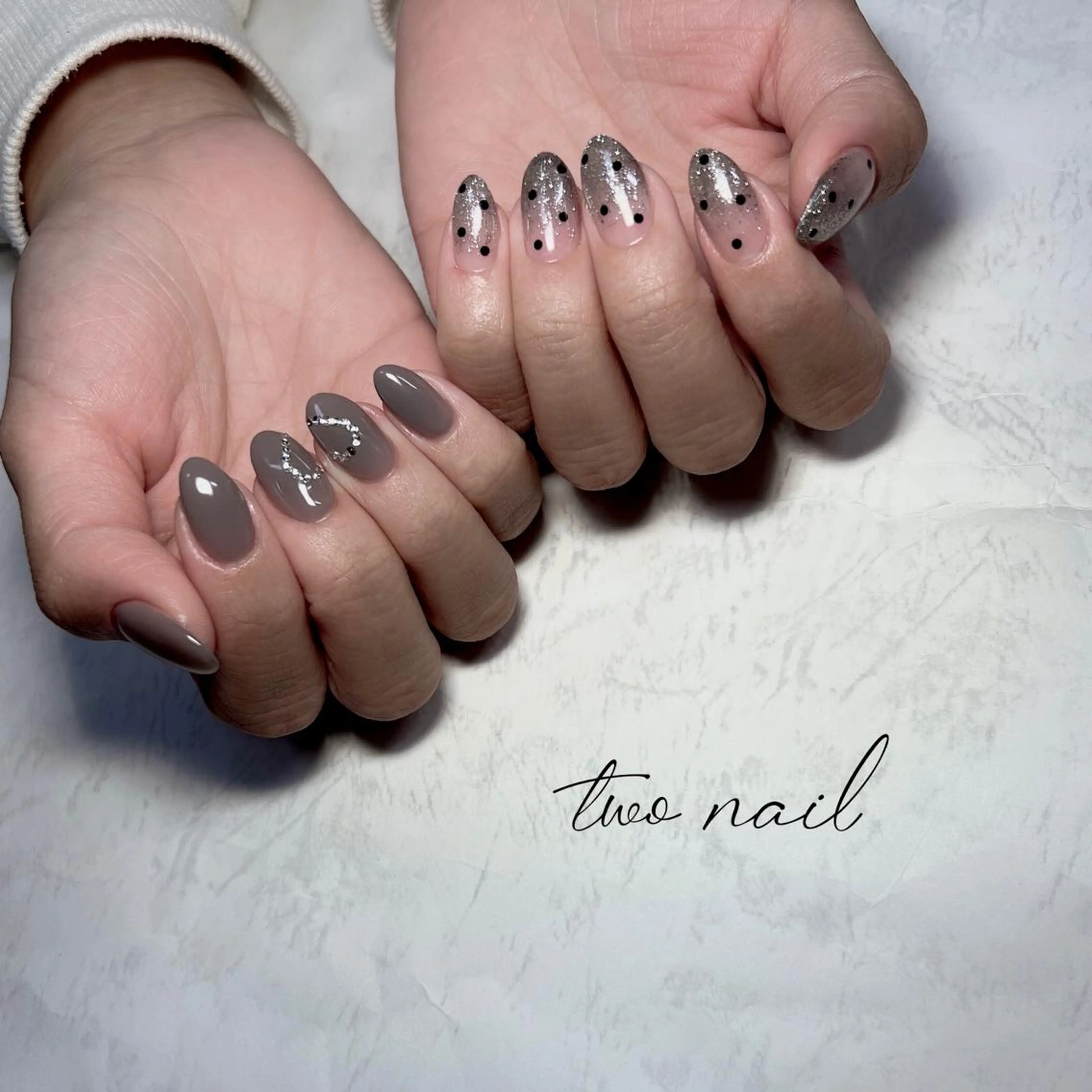 ネイル アートネイル フットネイル ハート ニュアンスネイル ホワイト two nailのネイルデザイン