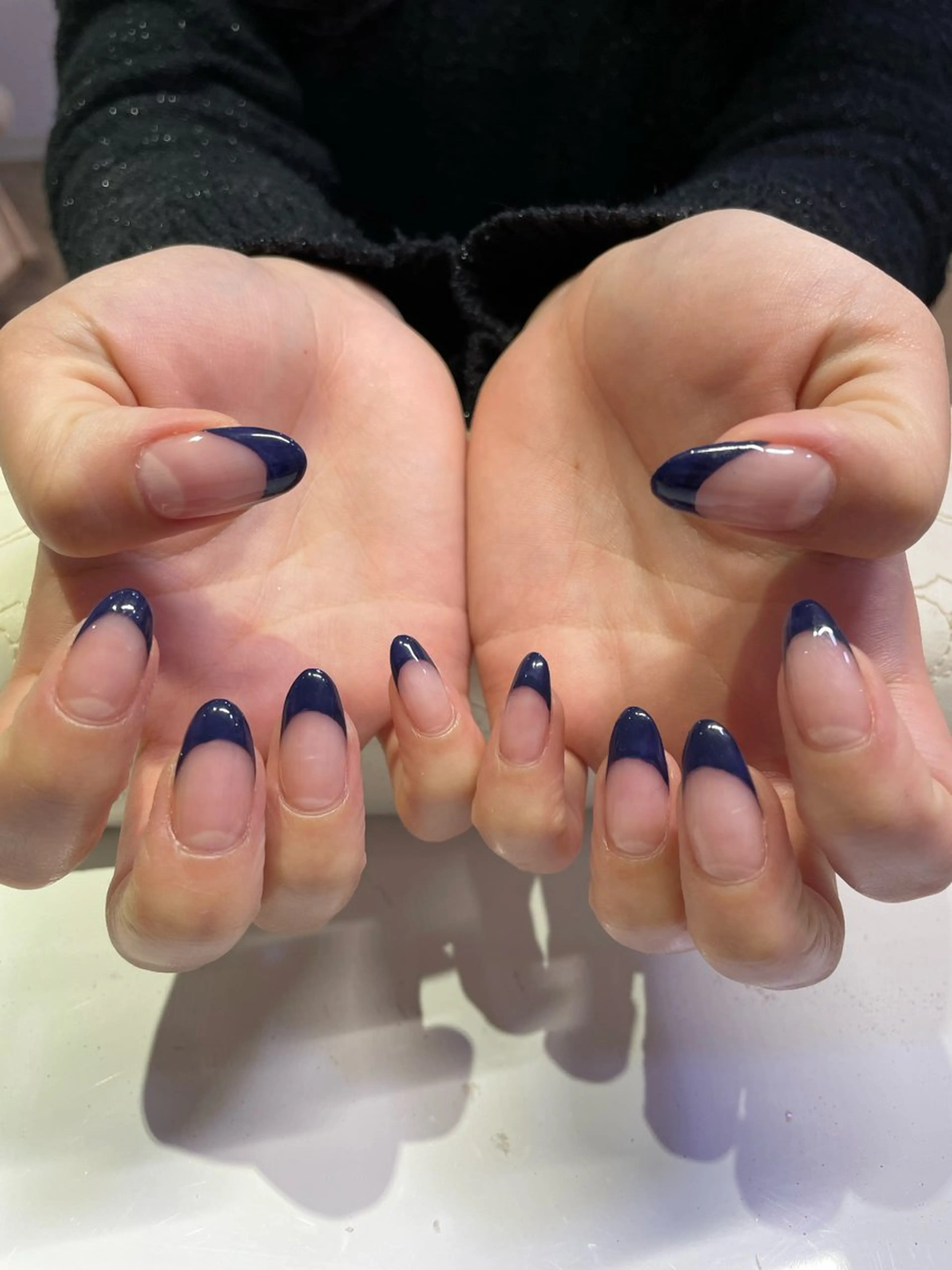 ネイル フレンチネイル ネイビー ハンドネイル Nes.nail AYAのネイルデザイン