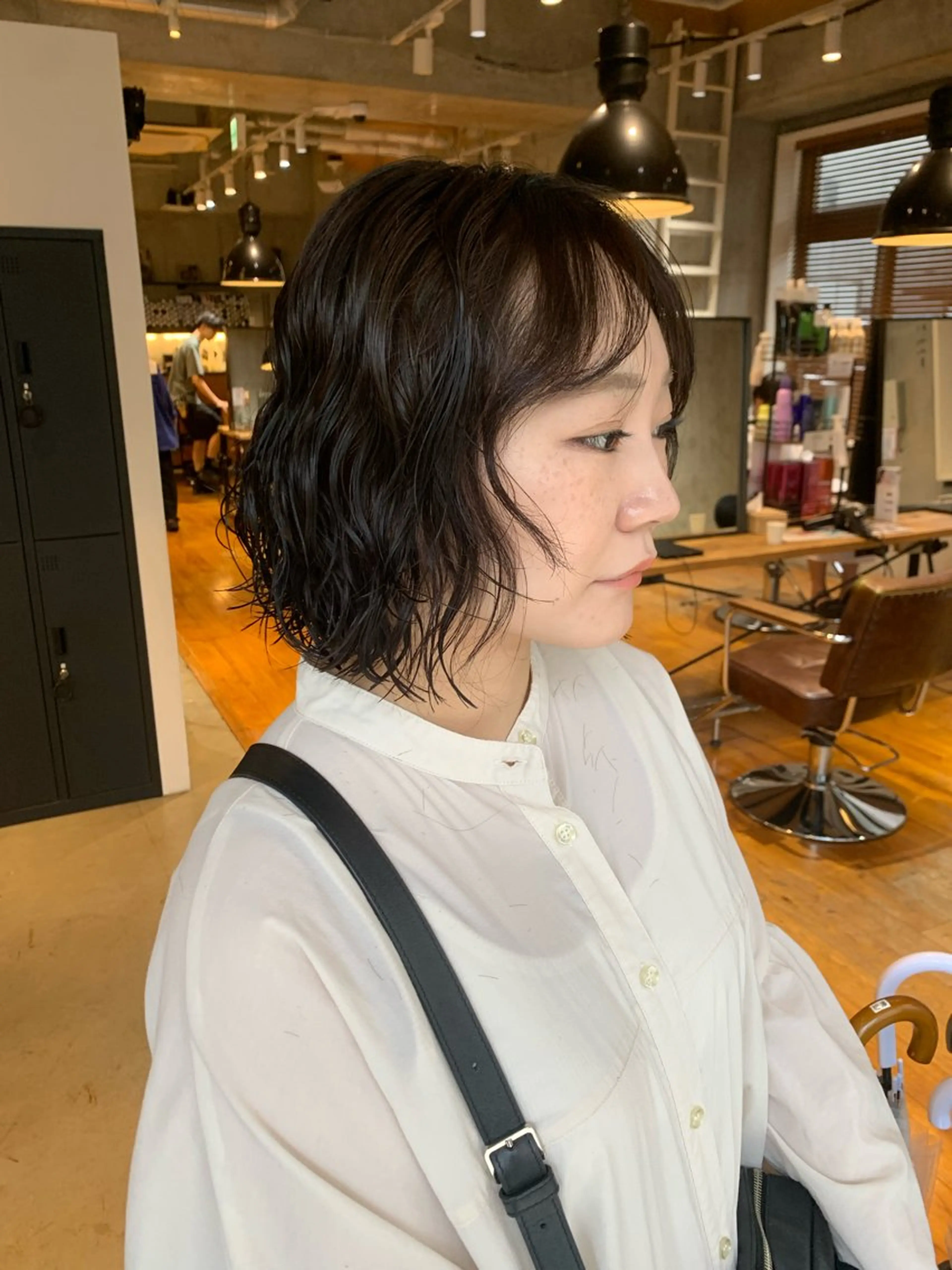 セミロング カラー パーマ 朝ラクパーマ 透明感カラー横山大樹のヘアスタイル