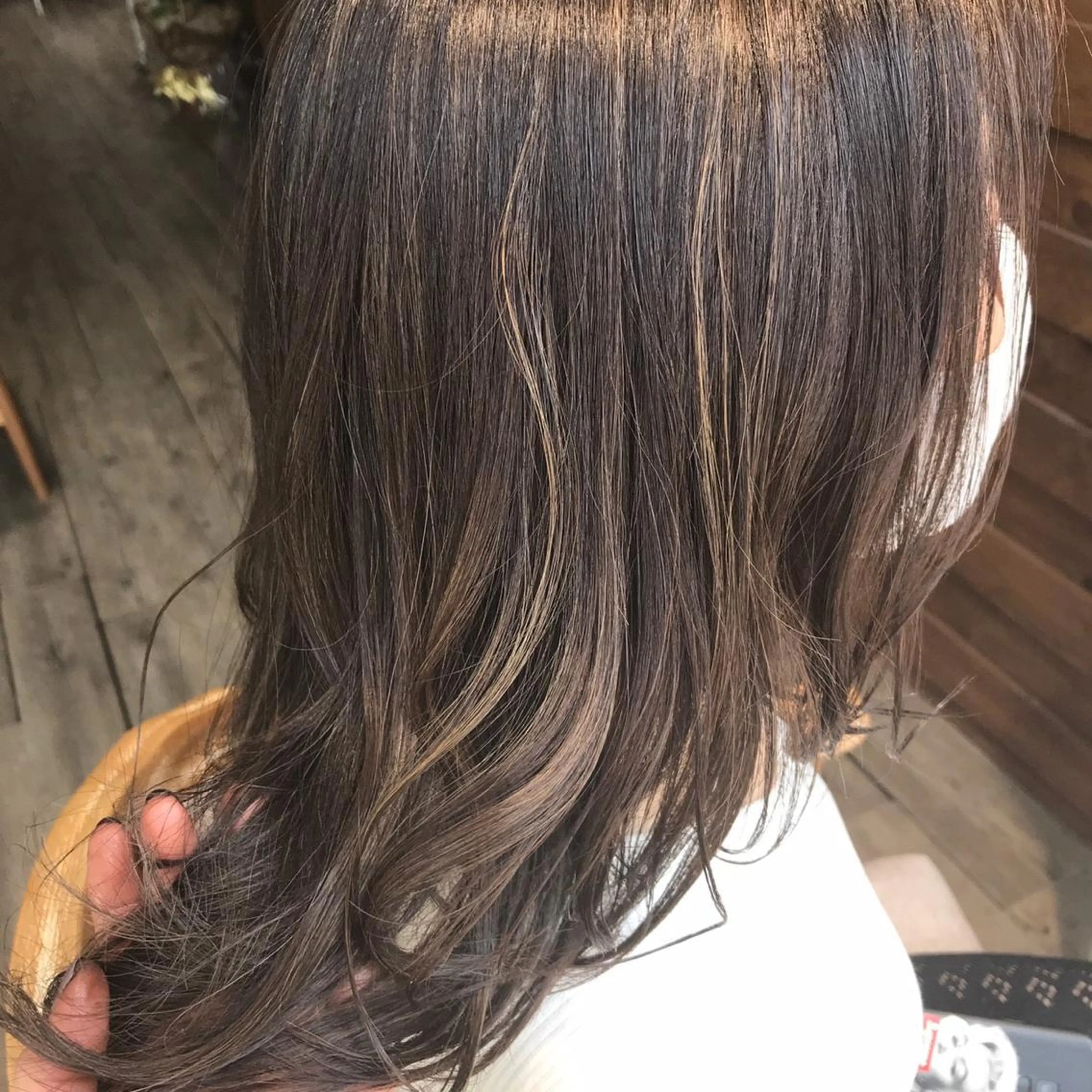 セミロング アッシュ アッシュグレー アッシュグレージュ ハイライト ヘアカラー ボブ /ニュアンス/ satomi🧸💖のヘアスタイル