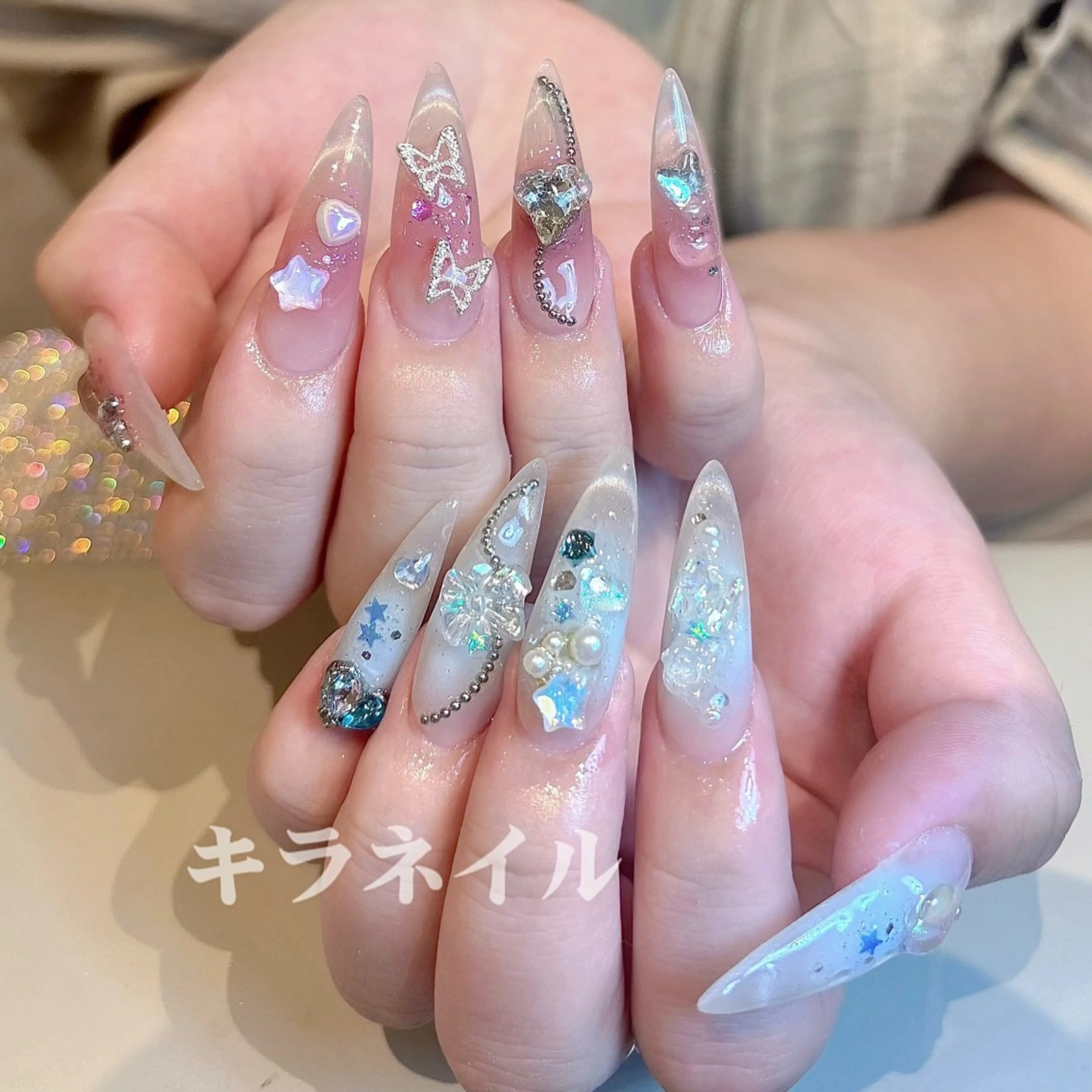 ネイル チークネイル ハンドネイル 🎀kira 長さだし💗モチ最高のネイルデザイン