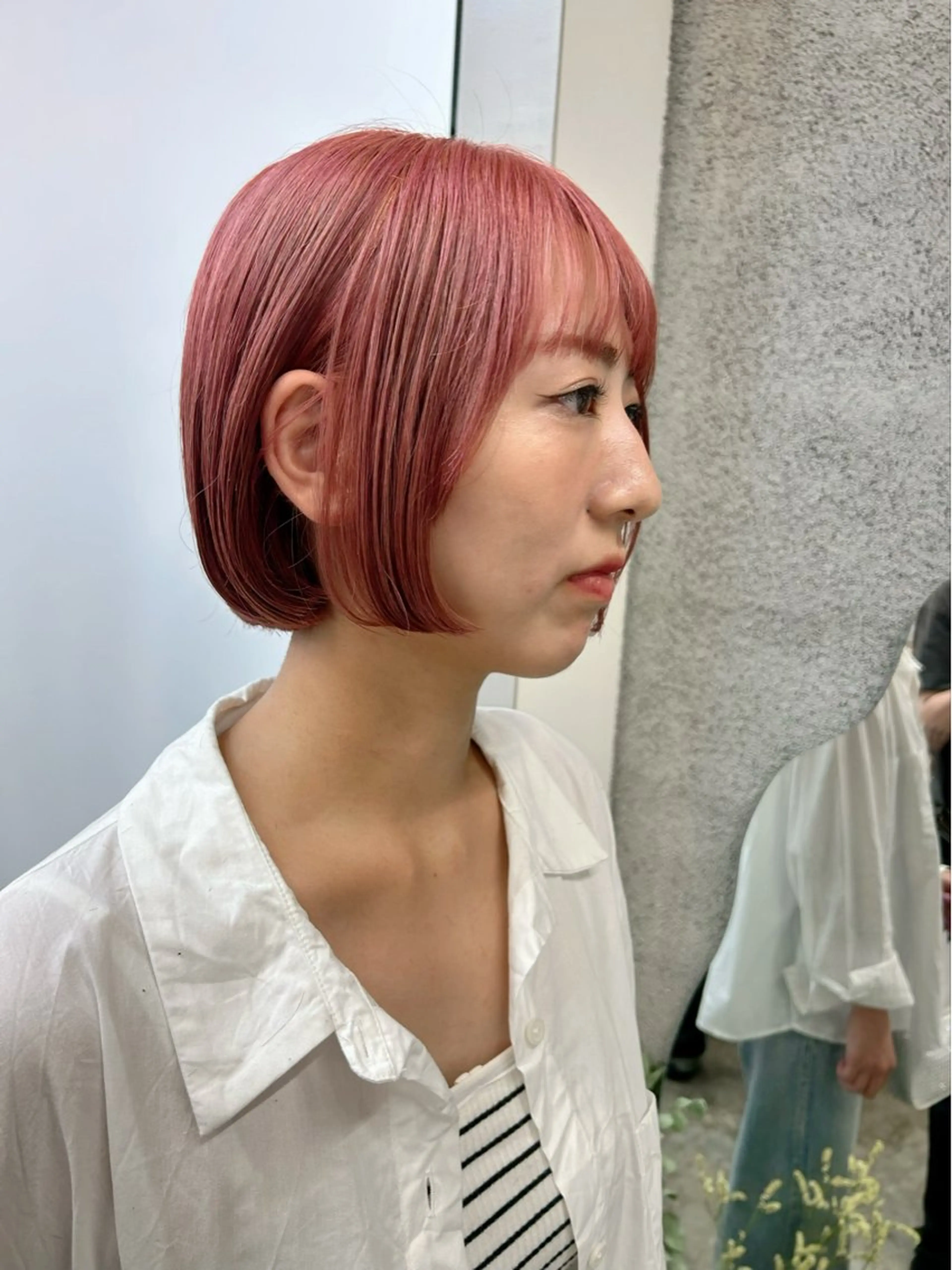 ショート カラー ベージュカラー ピンクカラー ピンクベージュ kazuki iconのヘアスタイル