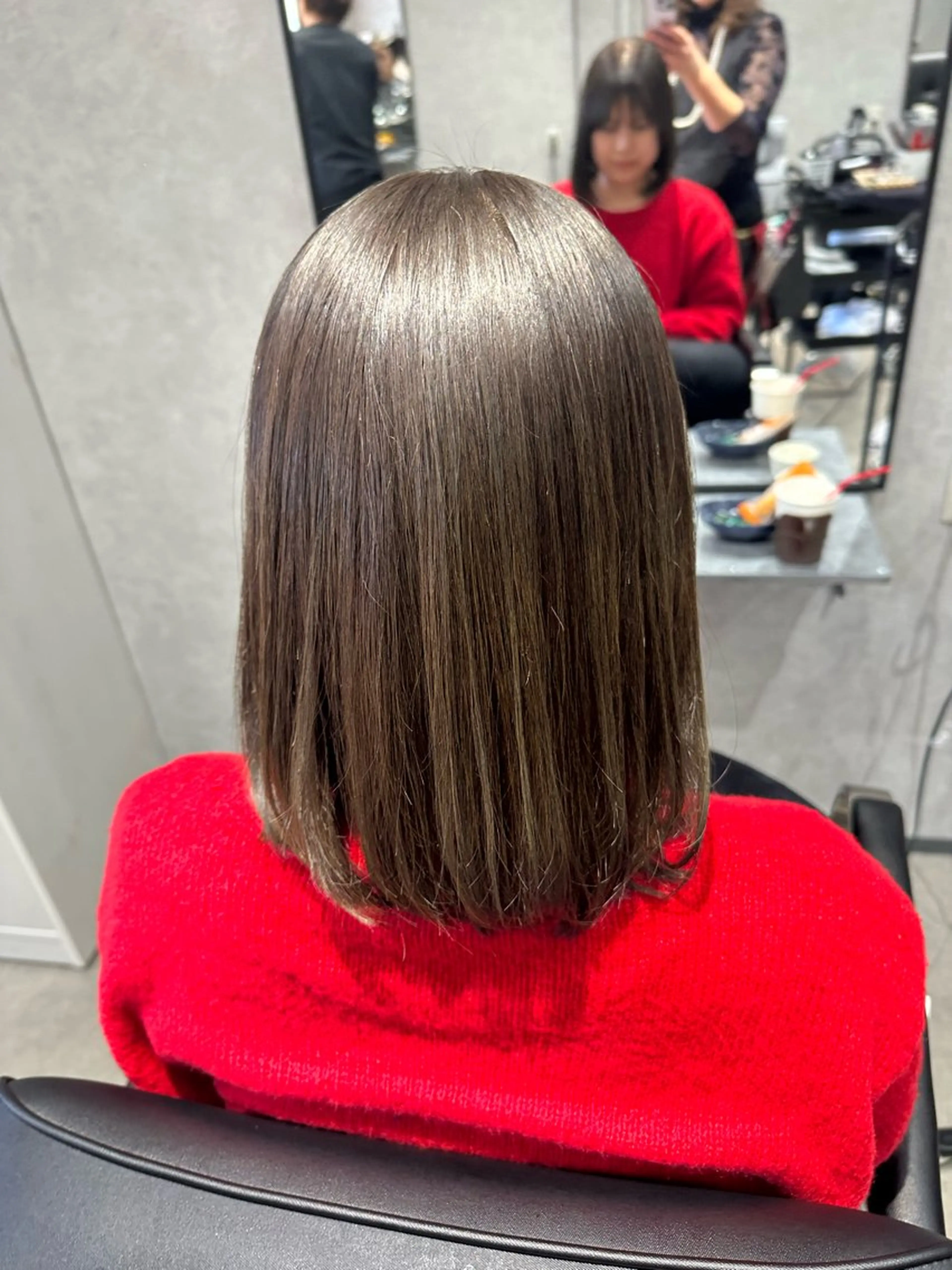 ミディアム カラー アッシュ アッシュブラウン ブラウンカラー 森 沙織のヘアスタイル