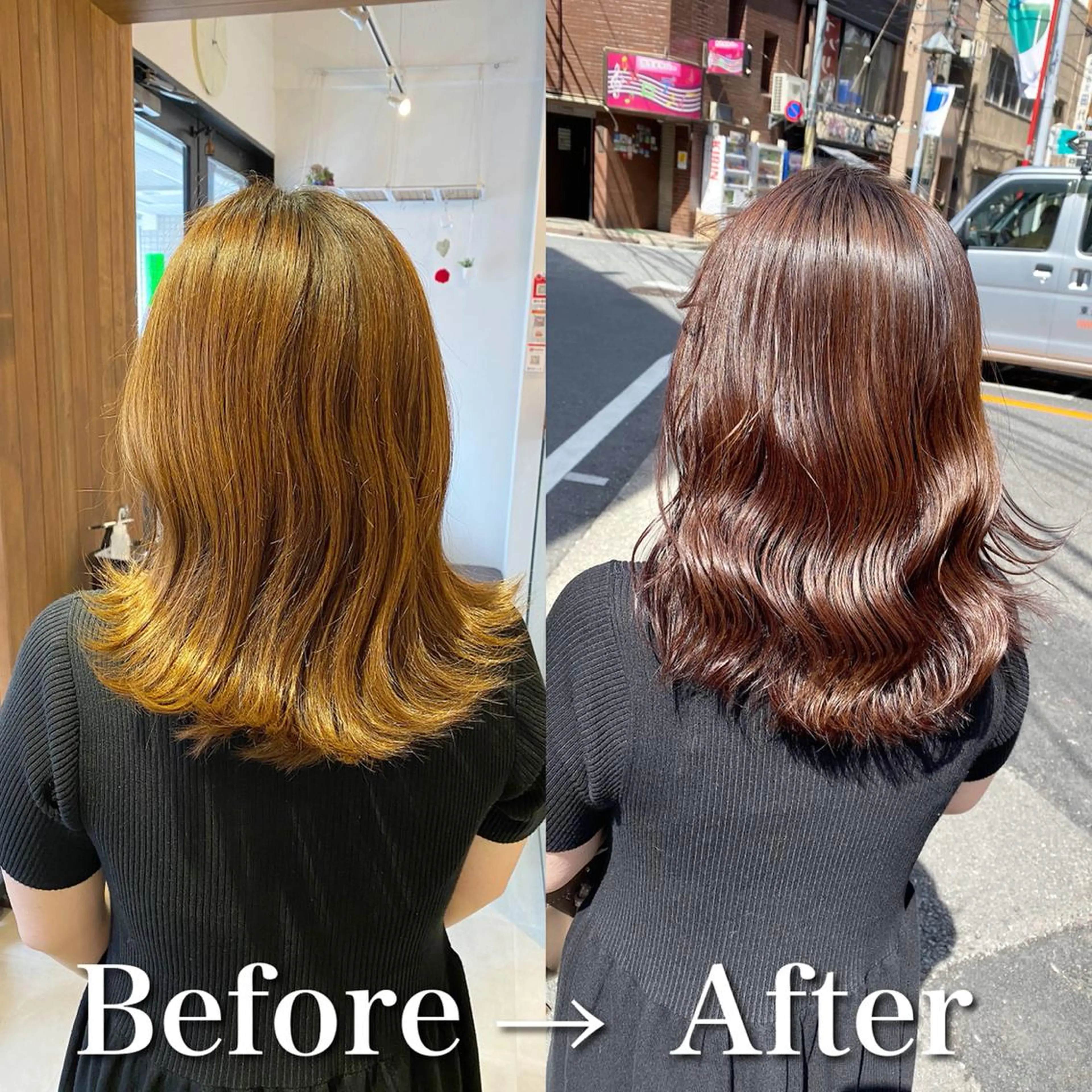 セミロング カラー 髪質改善 トリートメント 酸熱トリートメント 髪質改善特化 安東駿介のヘアスタイル