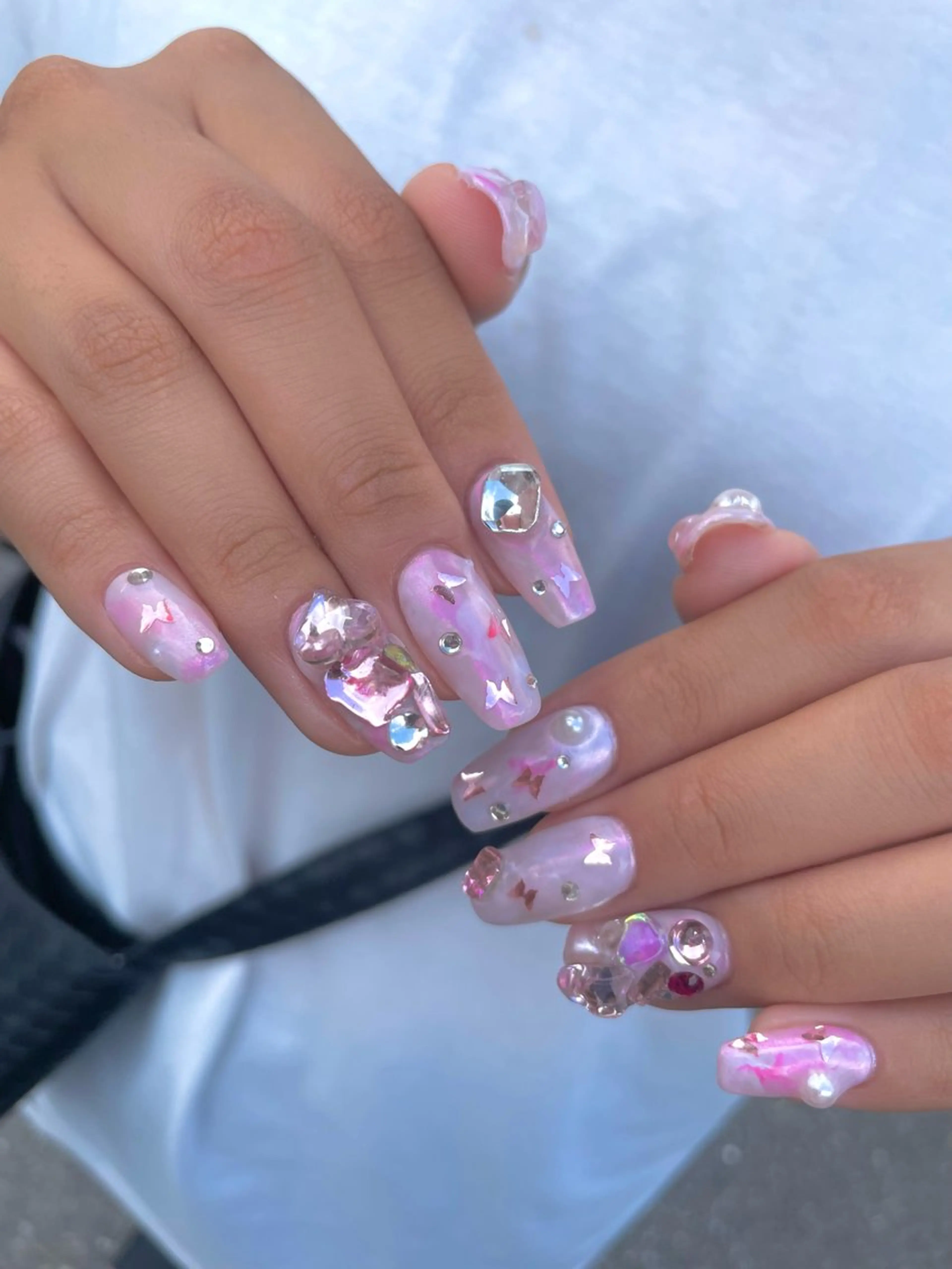 ネイル ハート キラキラネイル 韓国ネイル ニュアンスネイル ピンク Ri-e's nailのネイルデザイン