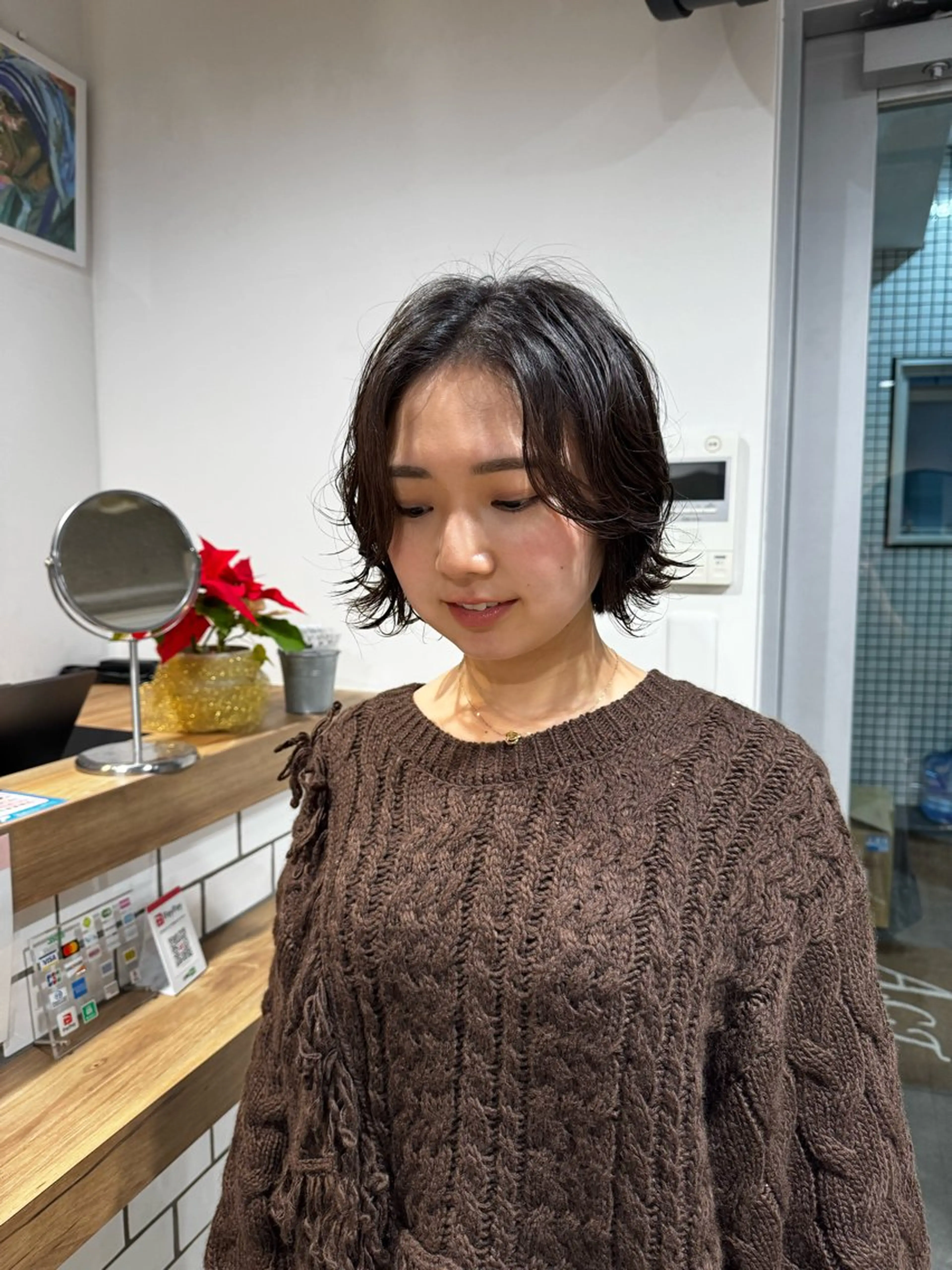 ショート パーマ ボブ デジタルパーマ レイヤー/大人ボブ 渡邉【日吉美容室】のヘアスタイル