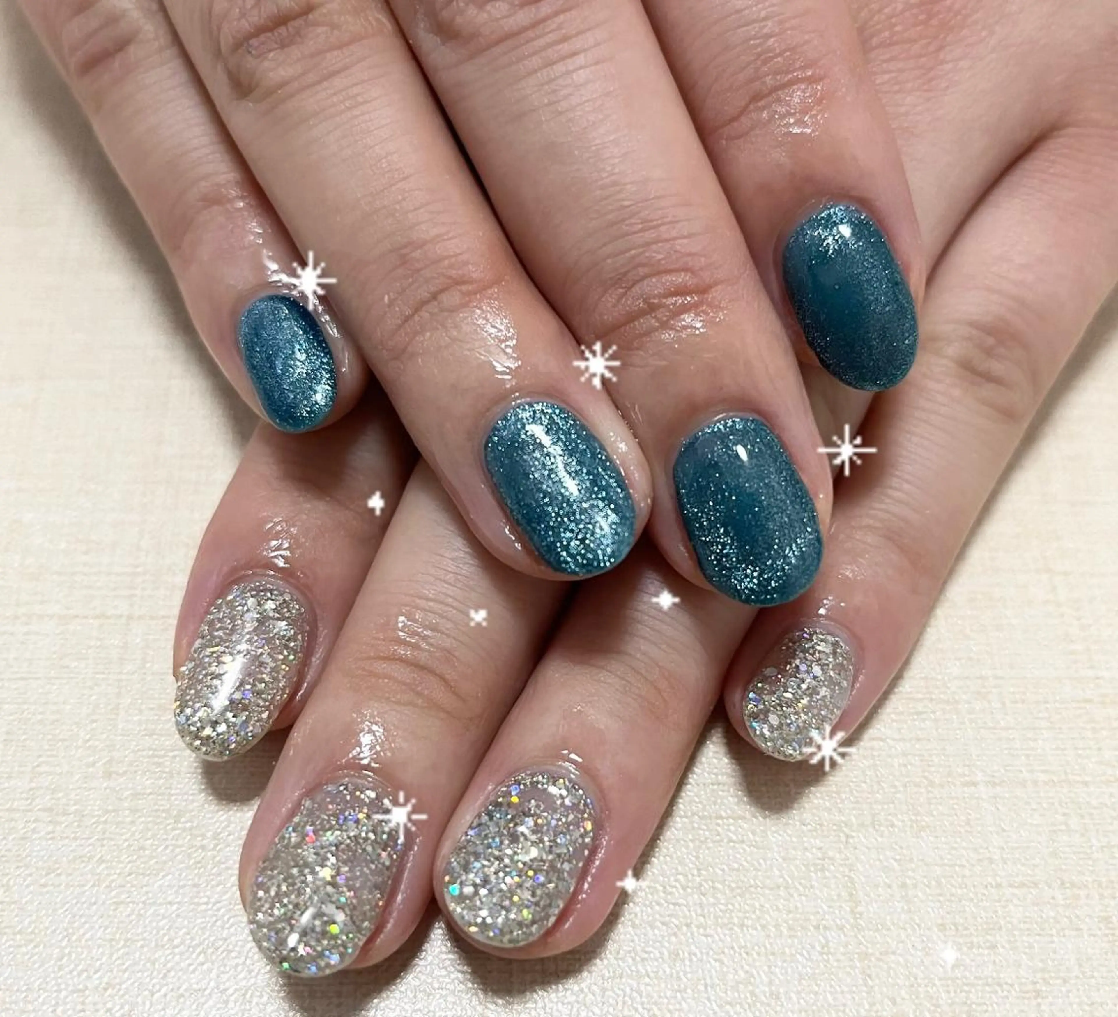 ネイル ラメ(グリッター) マグネットネイル ハンドネイル わたなべ さやかのネイルデザイン