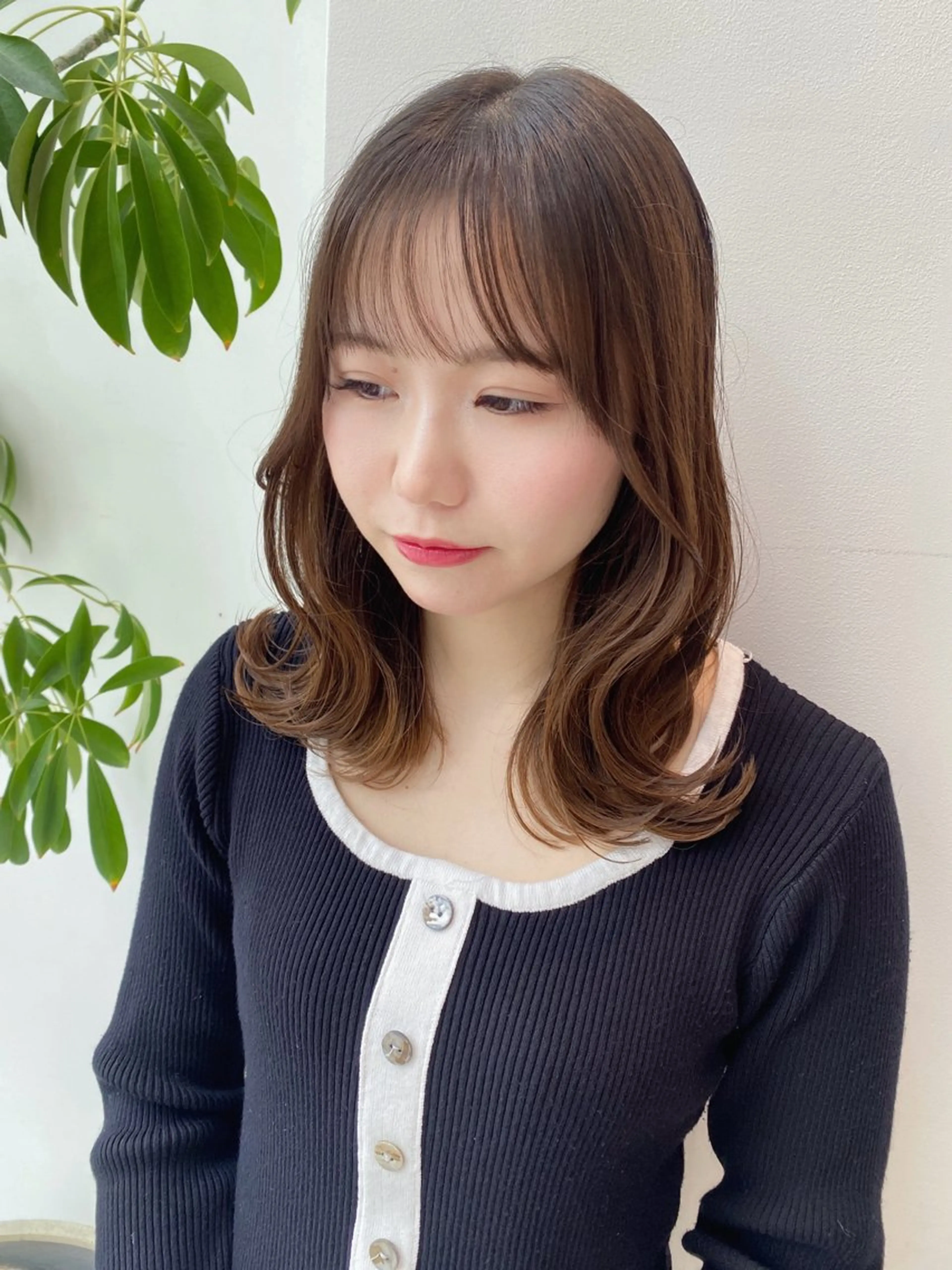 ミディアム カラー ブラウンカラー 透明感カラー ナチュラルブラウン カット 銀座/韓国レイヤー/ 艶カラー🍓原田侑依のヘアスタイル