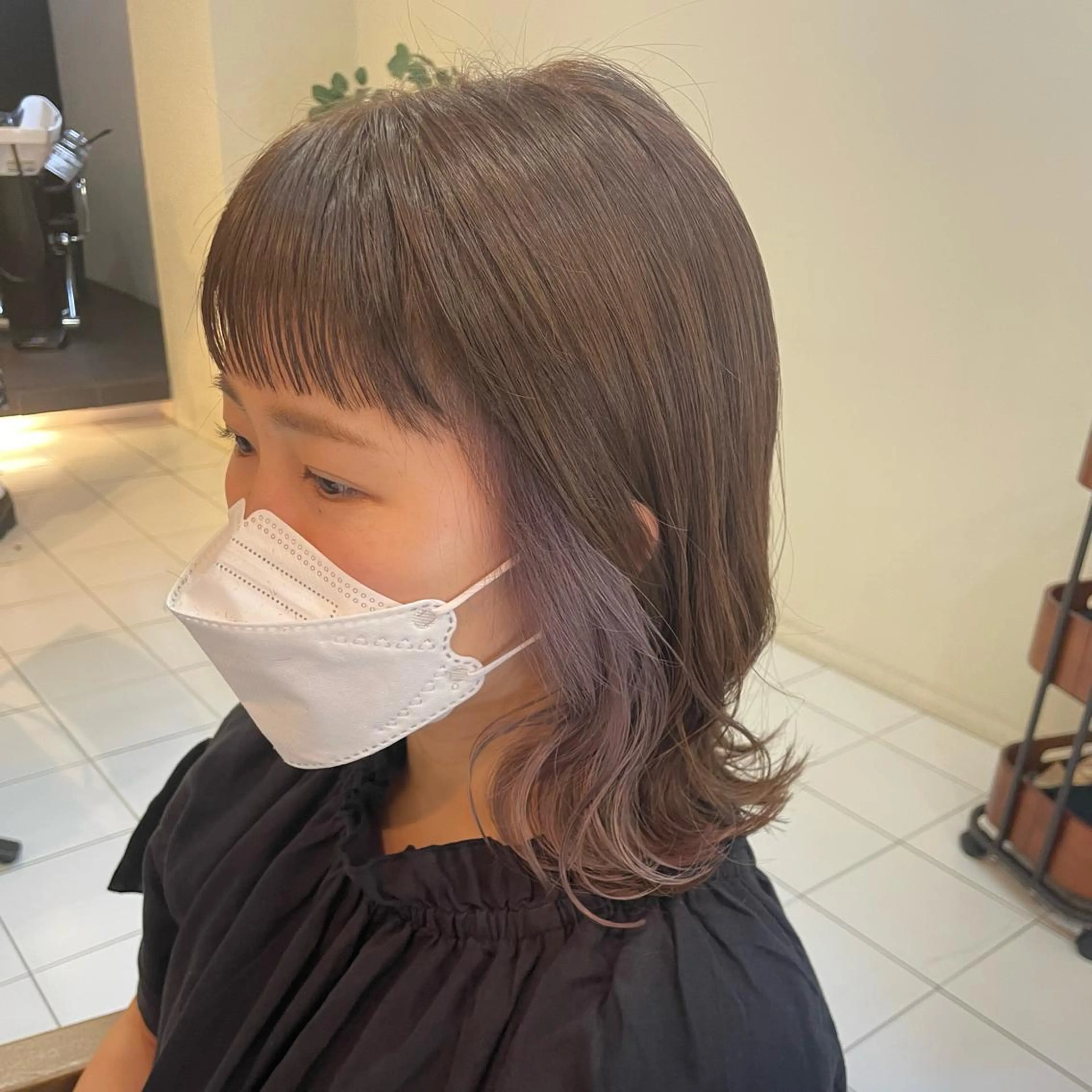 ミディアム カラー インナーカラー パープルカラー 透明感カラー/ 寺田千雅子のヘアスタイル