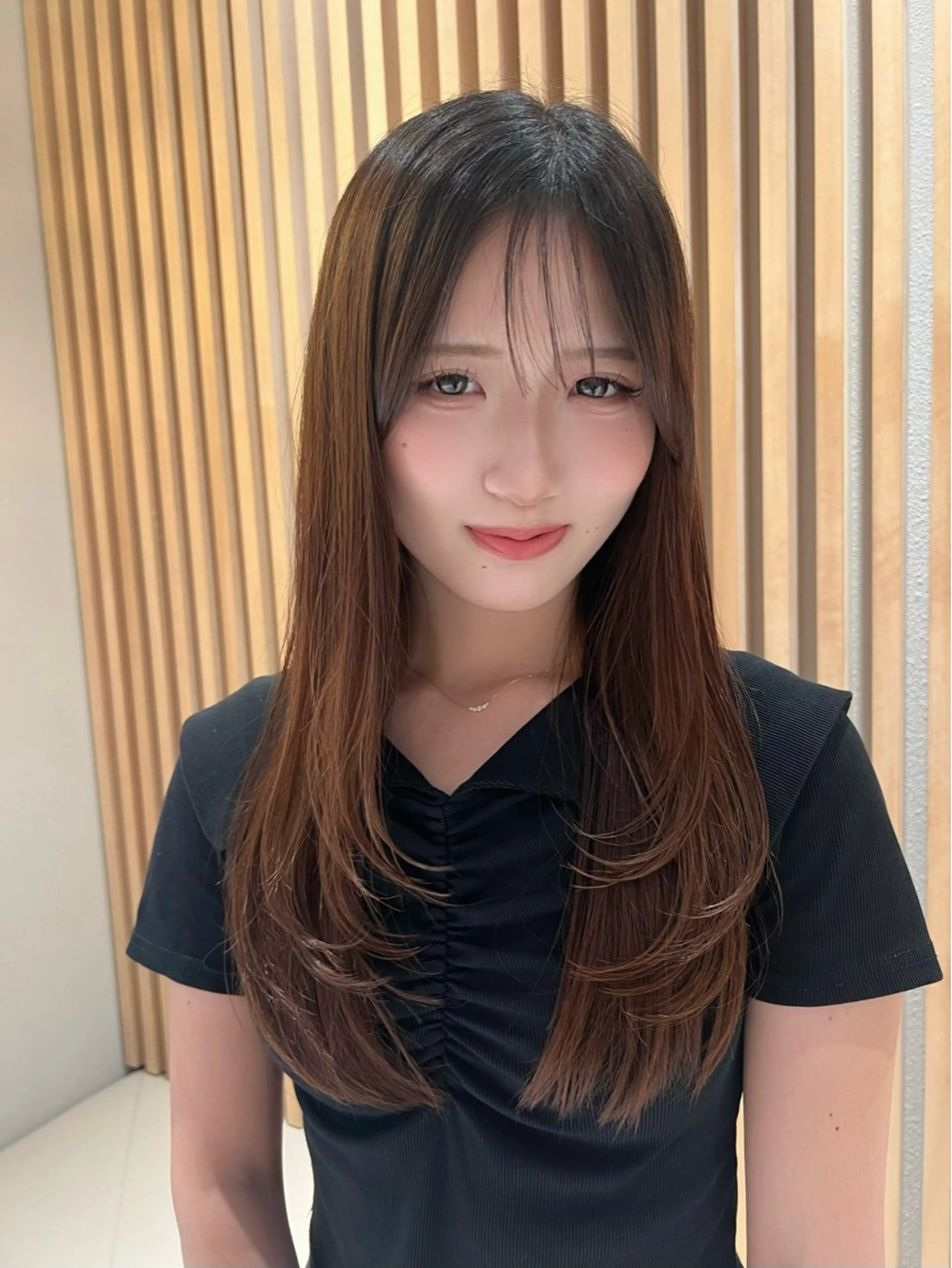 ロング カラー カット ヘアカラー トリートメント 興津/韓国レイヤー ダブルカラー美髪縮毛のヘアスタイル