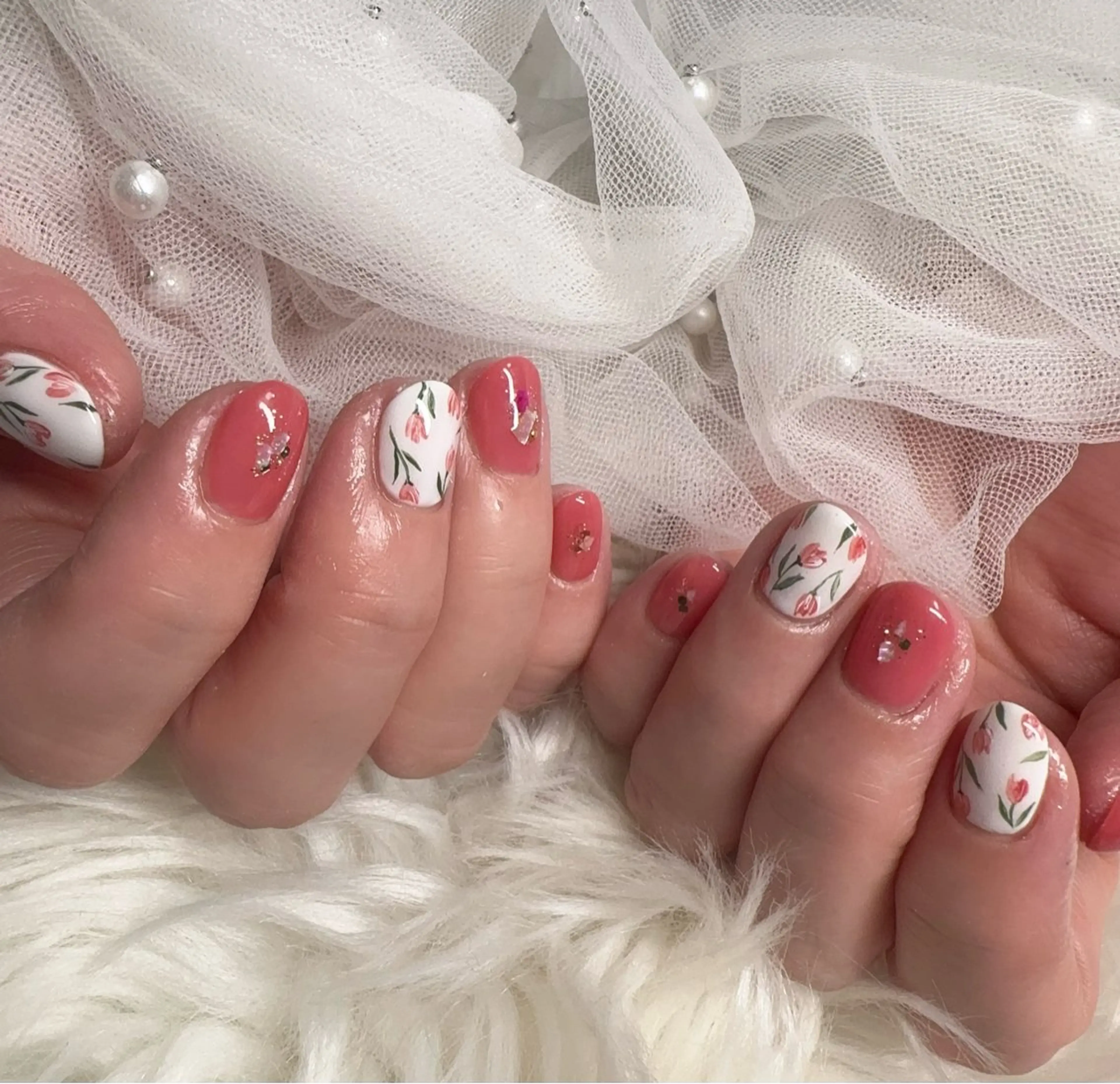 ネイル 春ネイル ハンドネイル ＆ME アンドミーのネイルデザイン